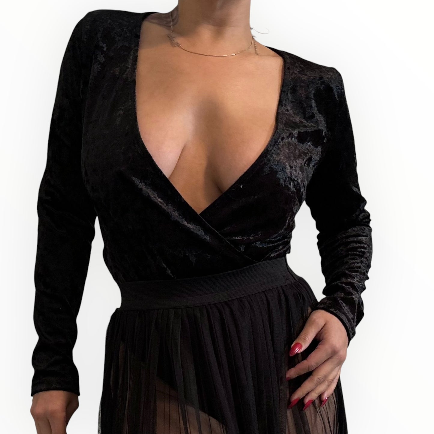 French Press Black Velvet Bodysuit