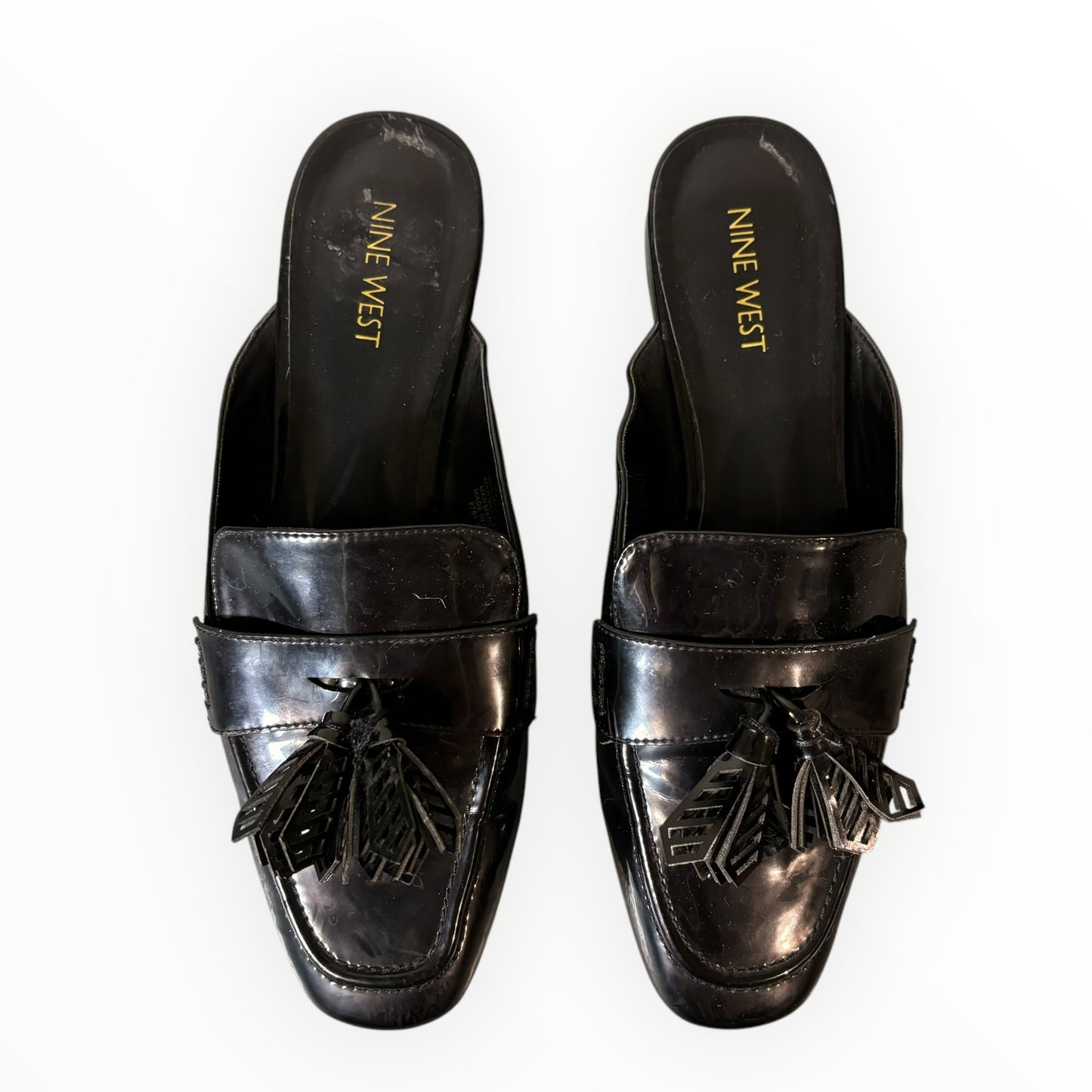 Nine West Black Patent Leather Slip On Loafers