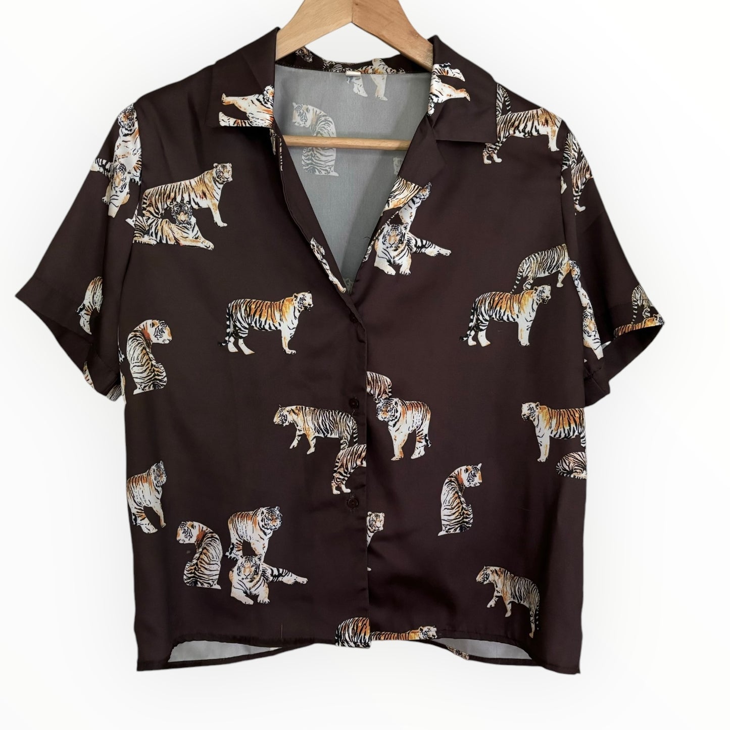 Satin Finish Brown Tiger Blouse