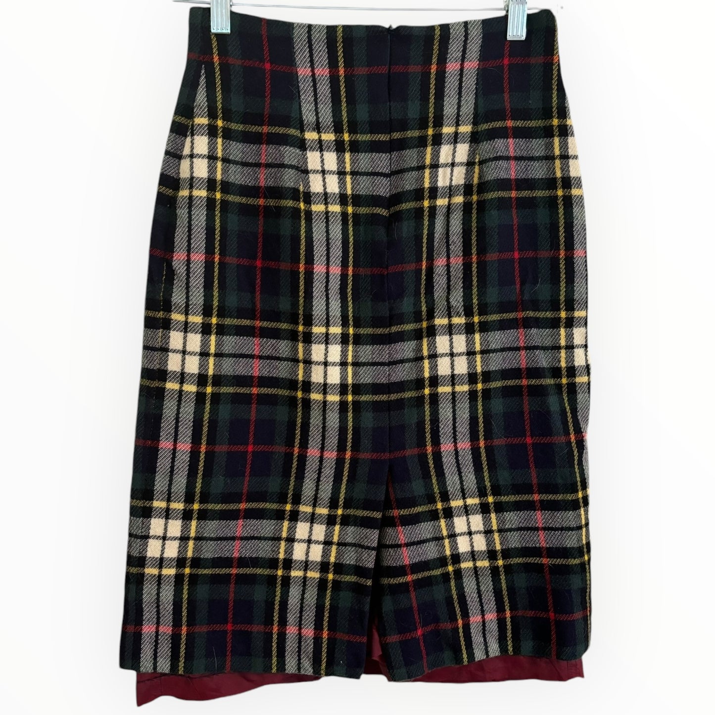 Vintage Plaid Wool Pencil Skirt