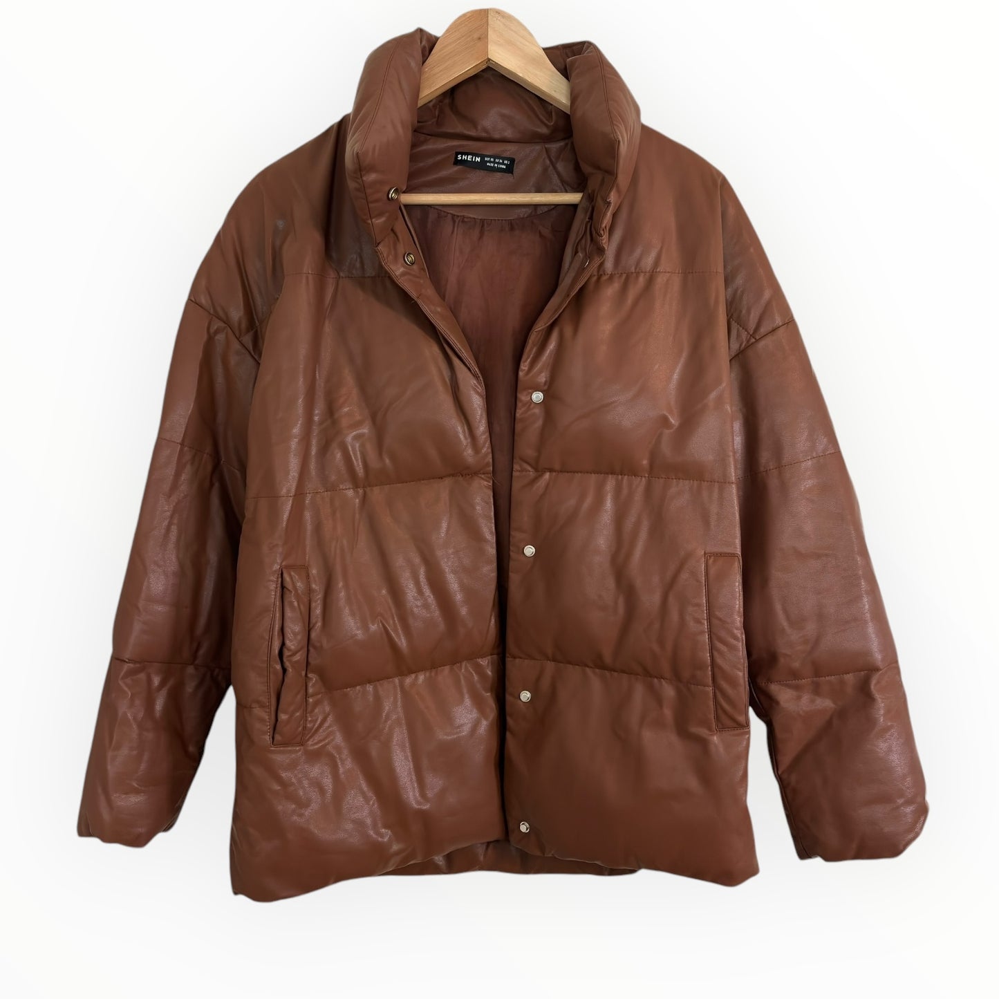 Vegan Leather Chocolate Puffer Jacket