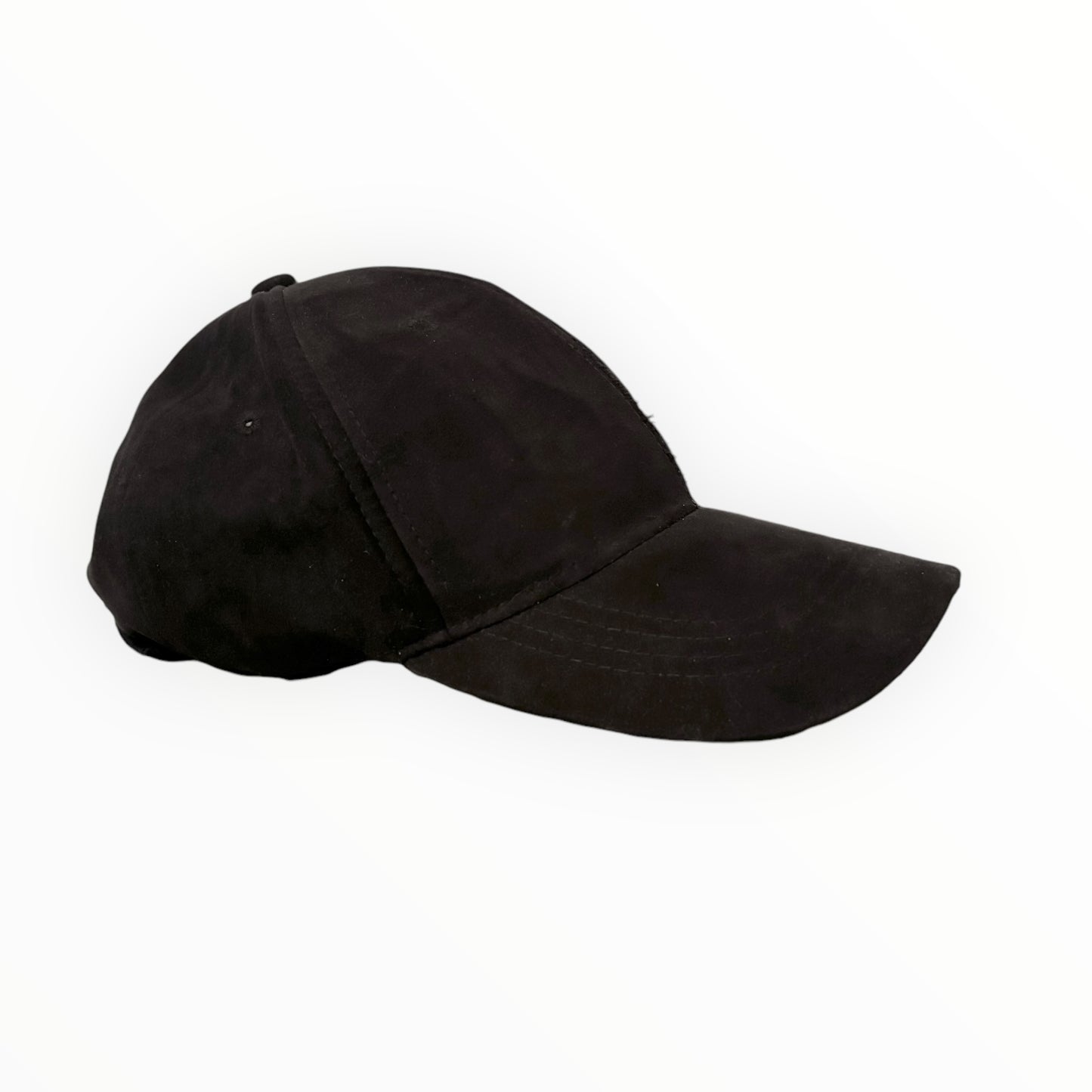 Black Faux-Suede Baseball Cap
