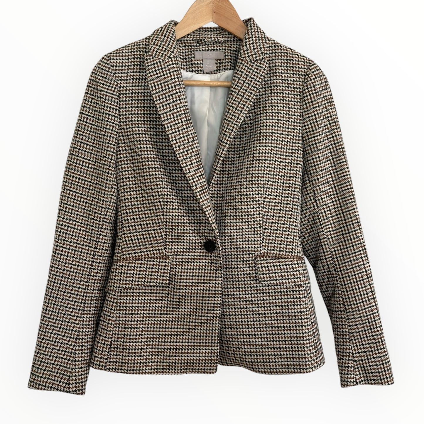 Brown Houndstooth Fitted Blazer