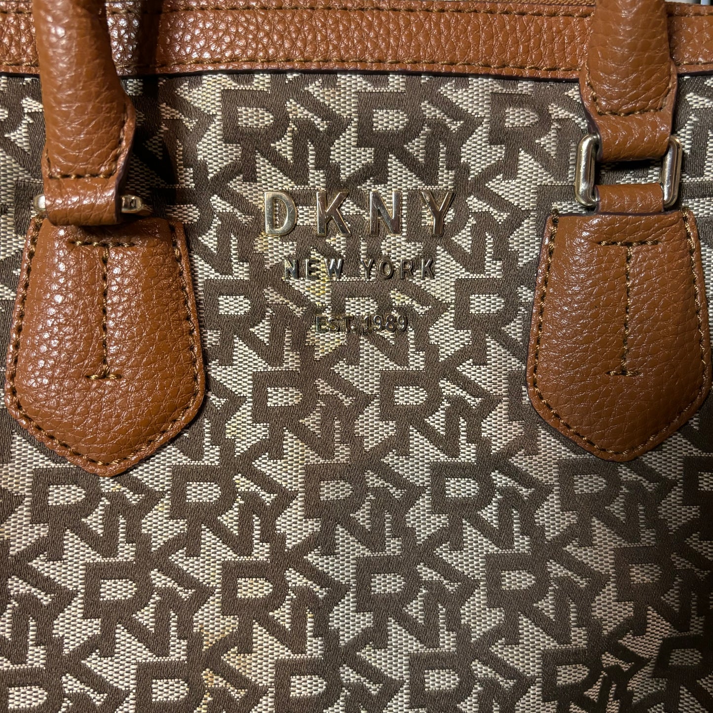 DKNY Signature Print Noho Chino Caramel Shoulder Strap Bag