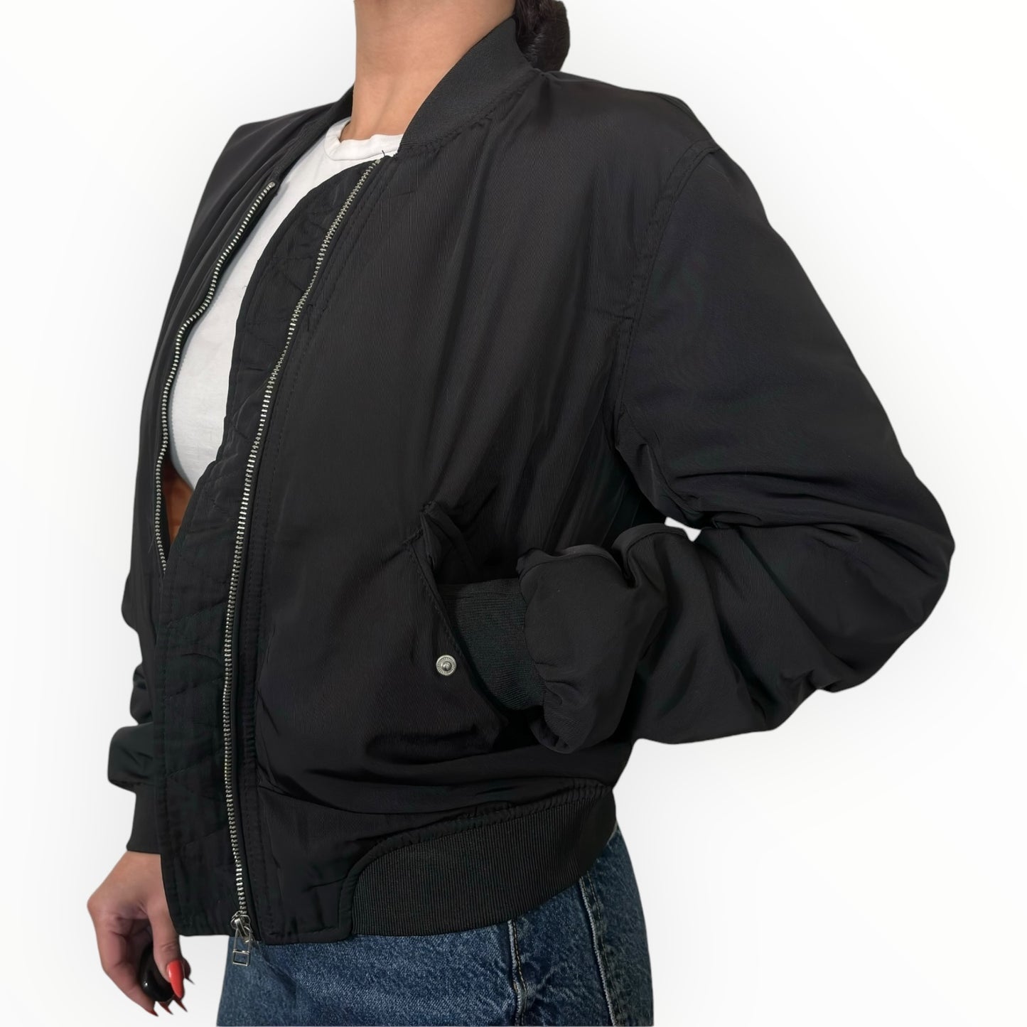 Black Lined Bomber Jacket
