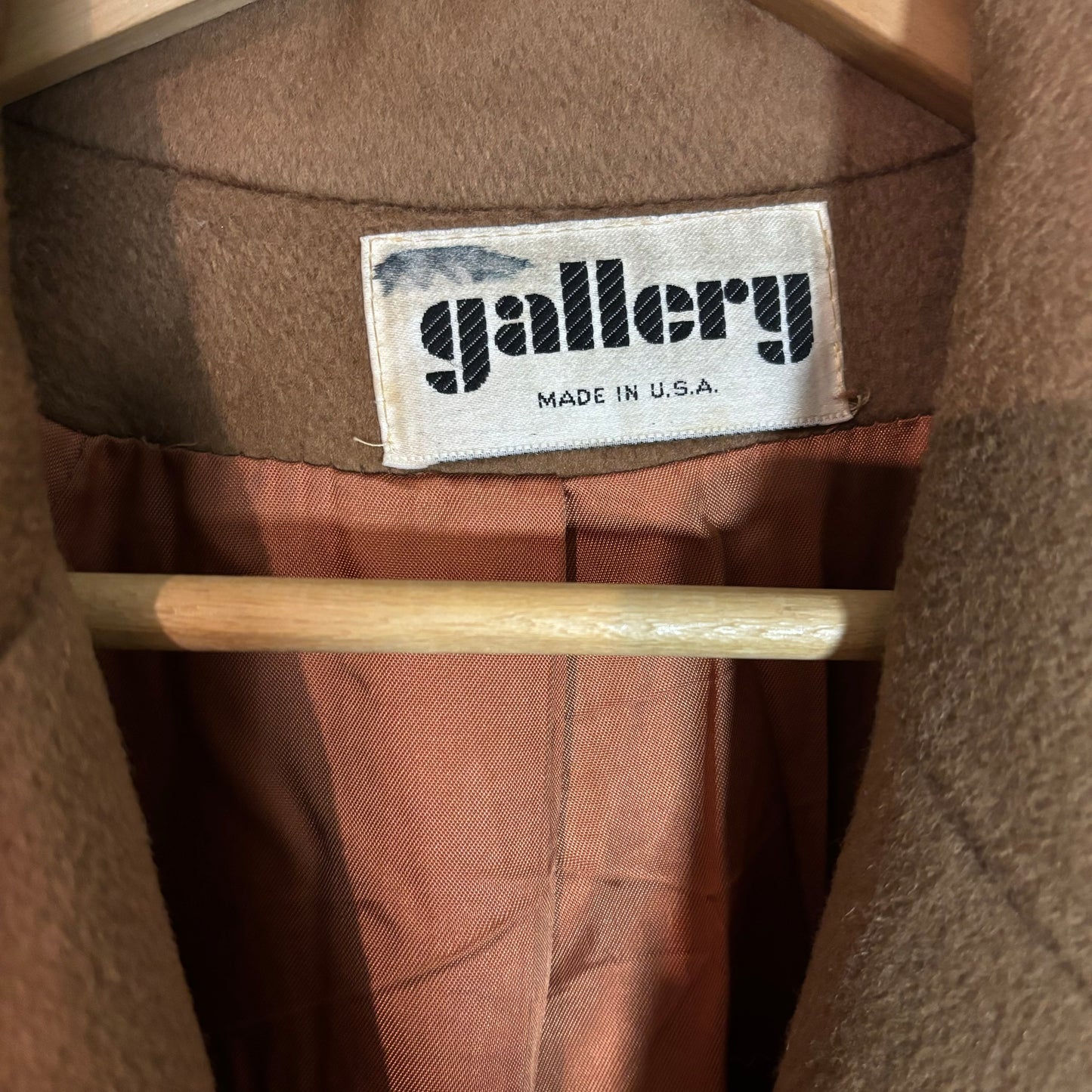 Vintage Camel Double-Breasted Wool Trench