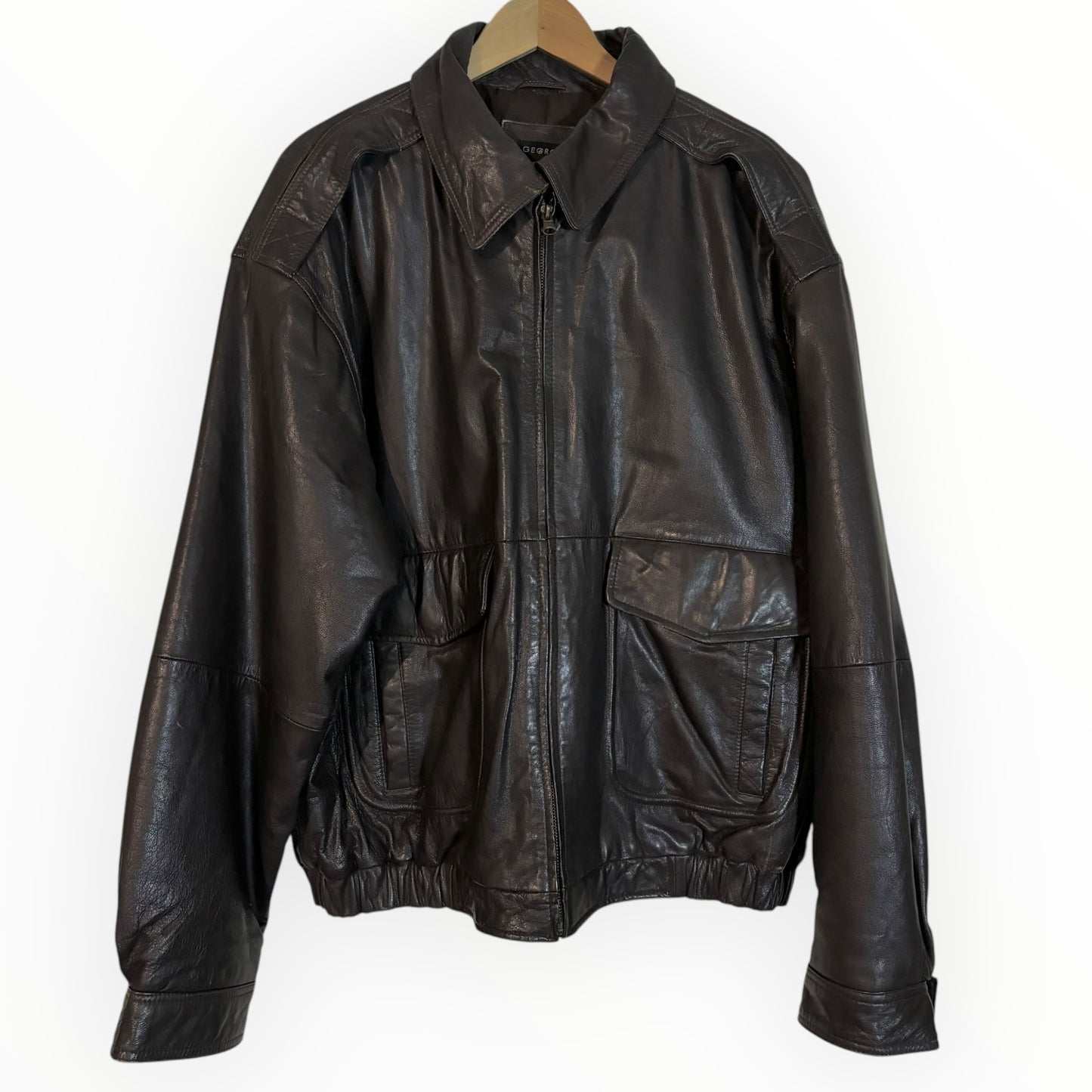 Vintage Chocolate Brown Leather Dad Jacket