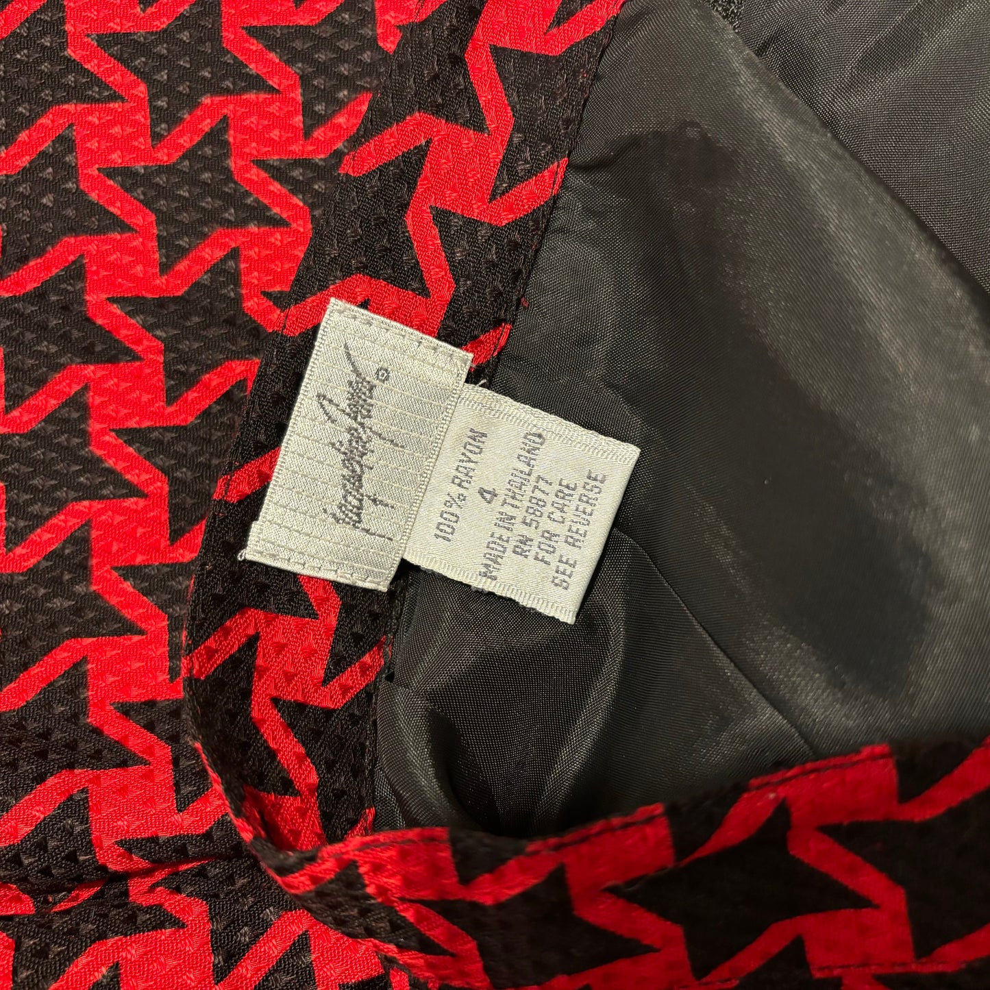 Vintage Red and Black Houndstooth Pencil Skirt