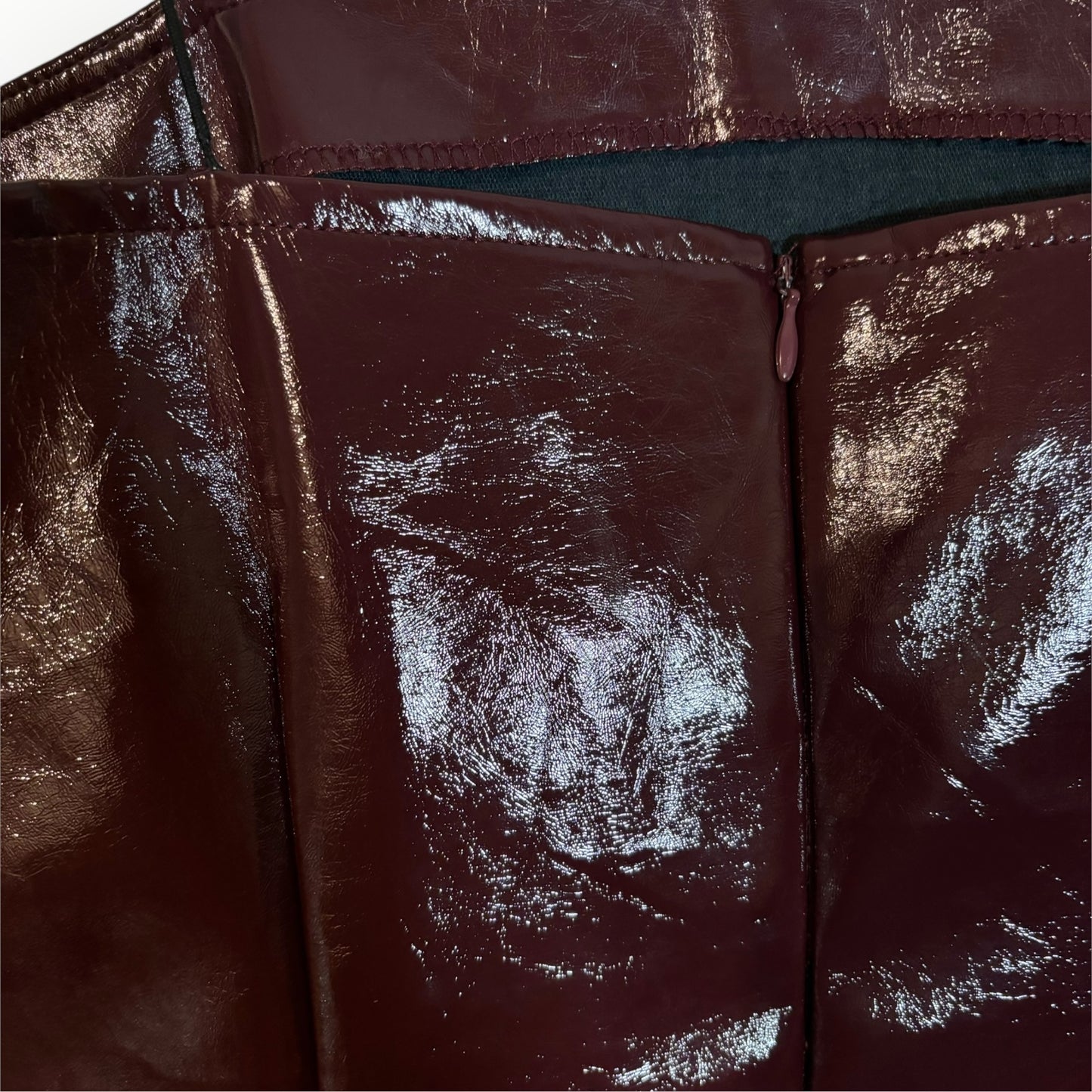 Burgundy Vegan Leather Mini Dress