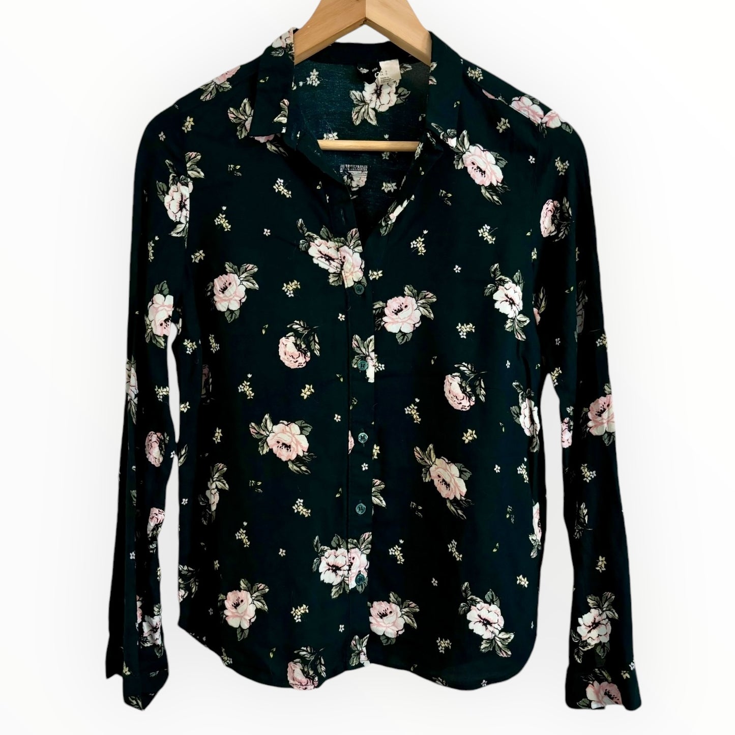 Dark Green Floral Blouse