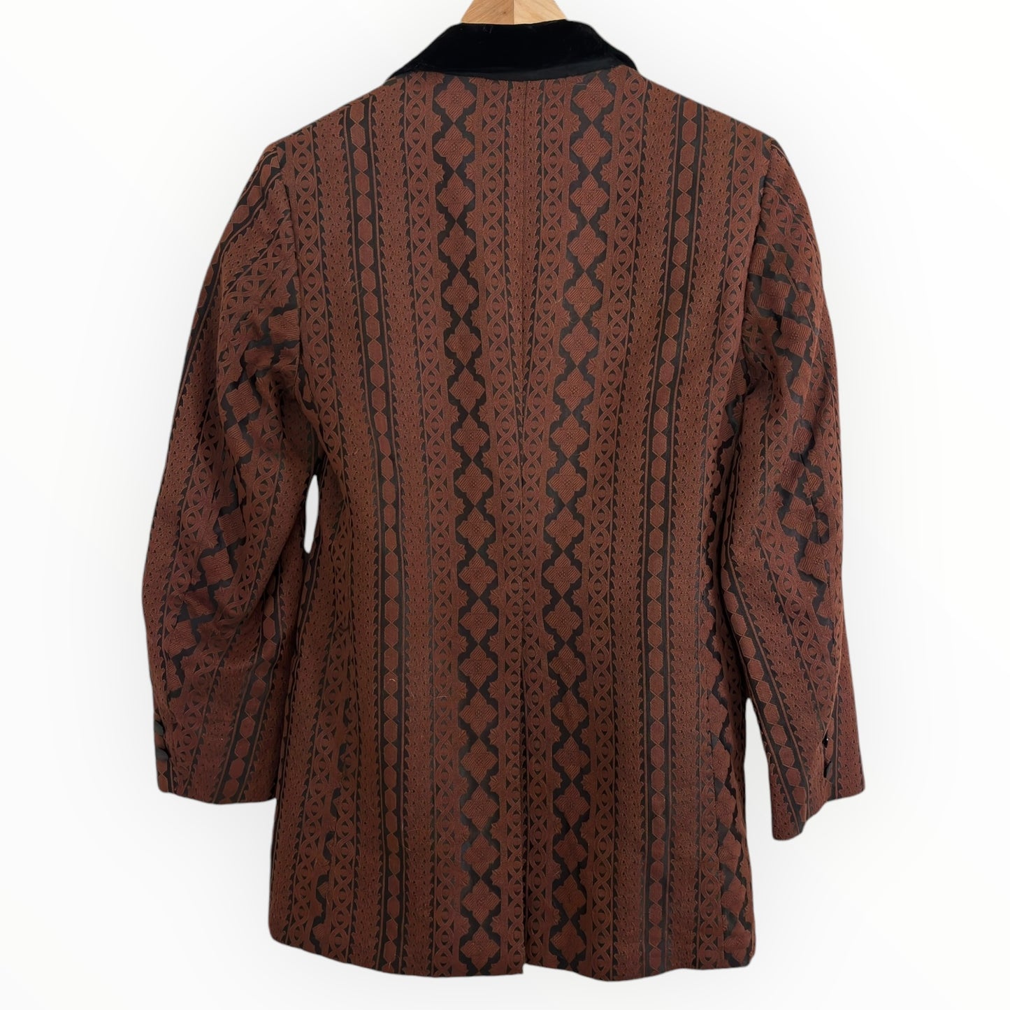 Vintage Brown Embroidered Fitted Blazer