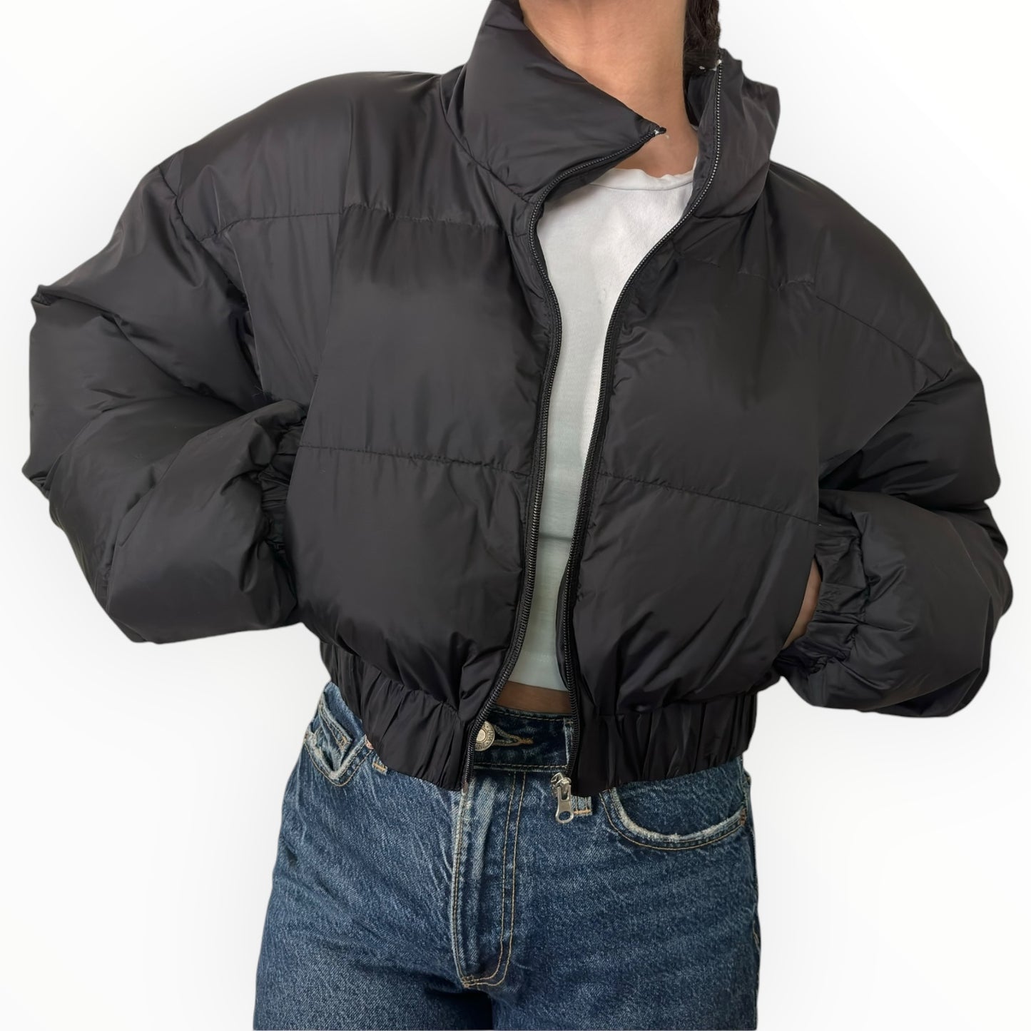 Black Cropped Puffer
