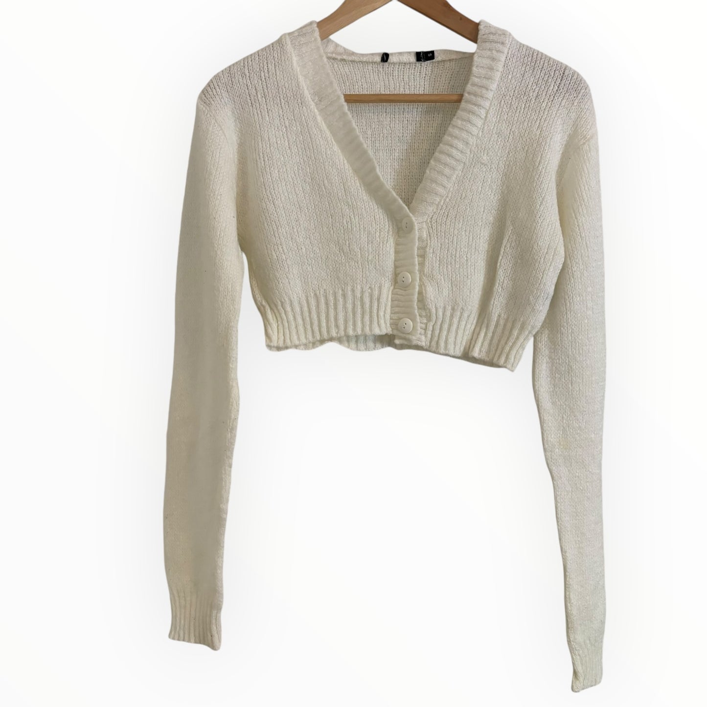 Natural White Cropped Cardigan