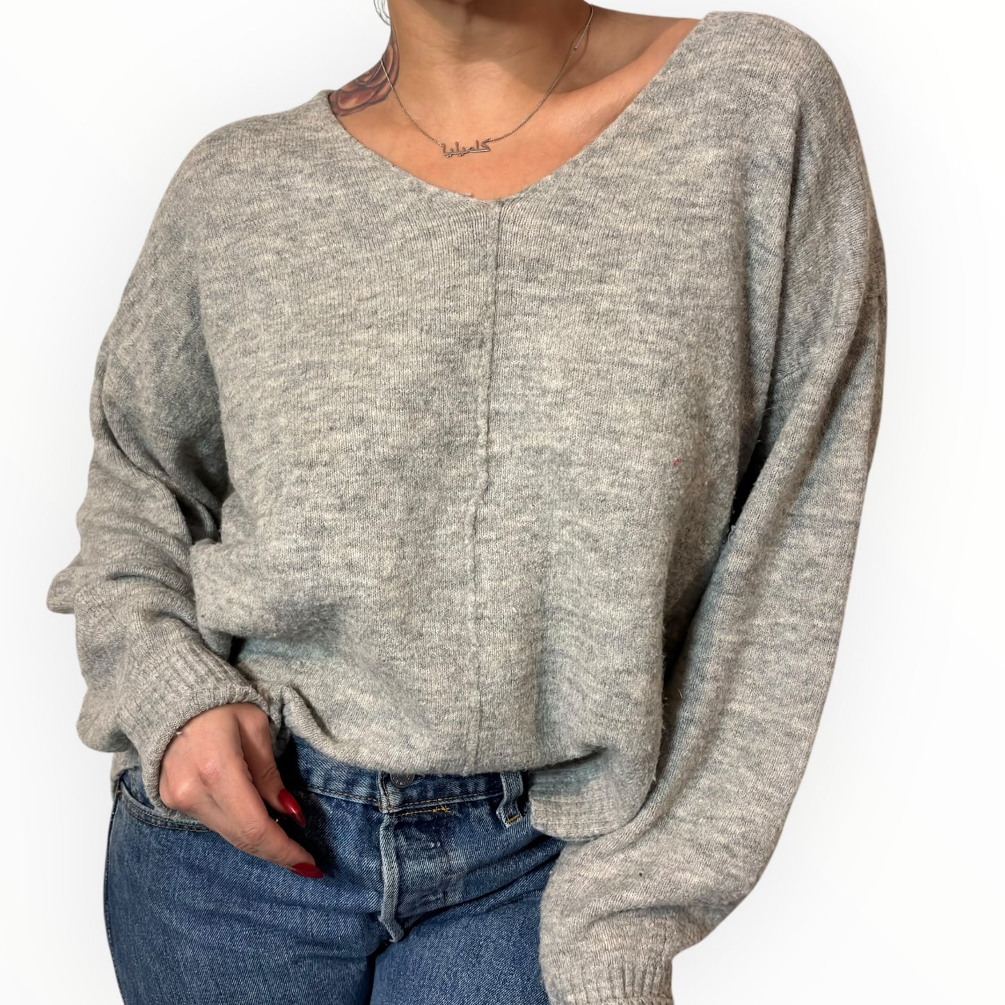 Grey V-neck Sweater