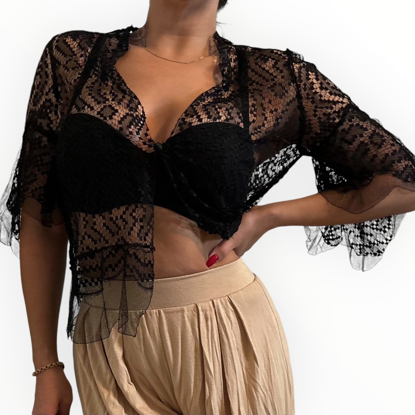 Vintage Black Lace Cardigan