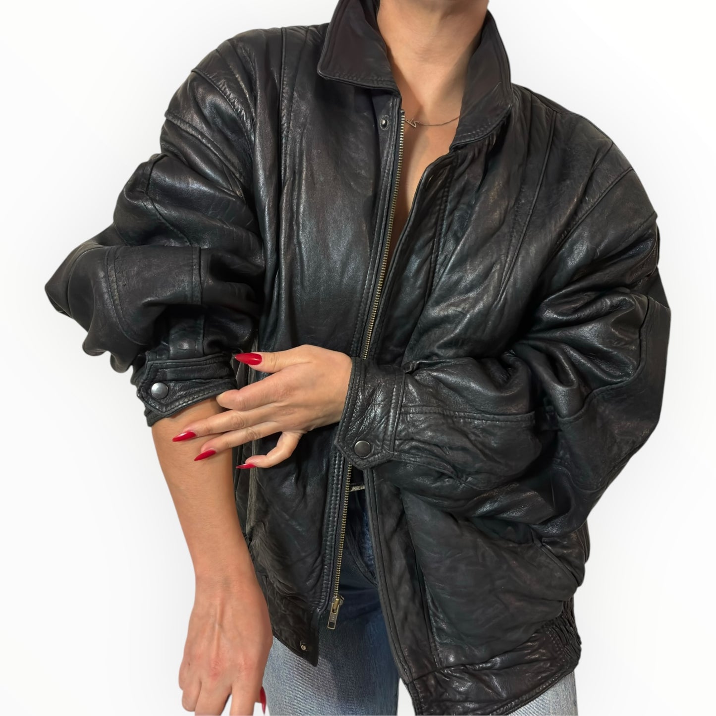 Vintage Black Leather Dad Jacket