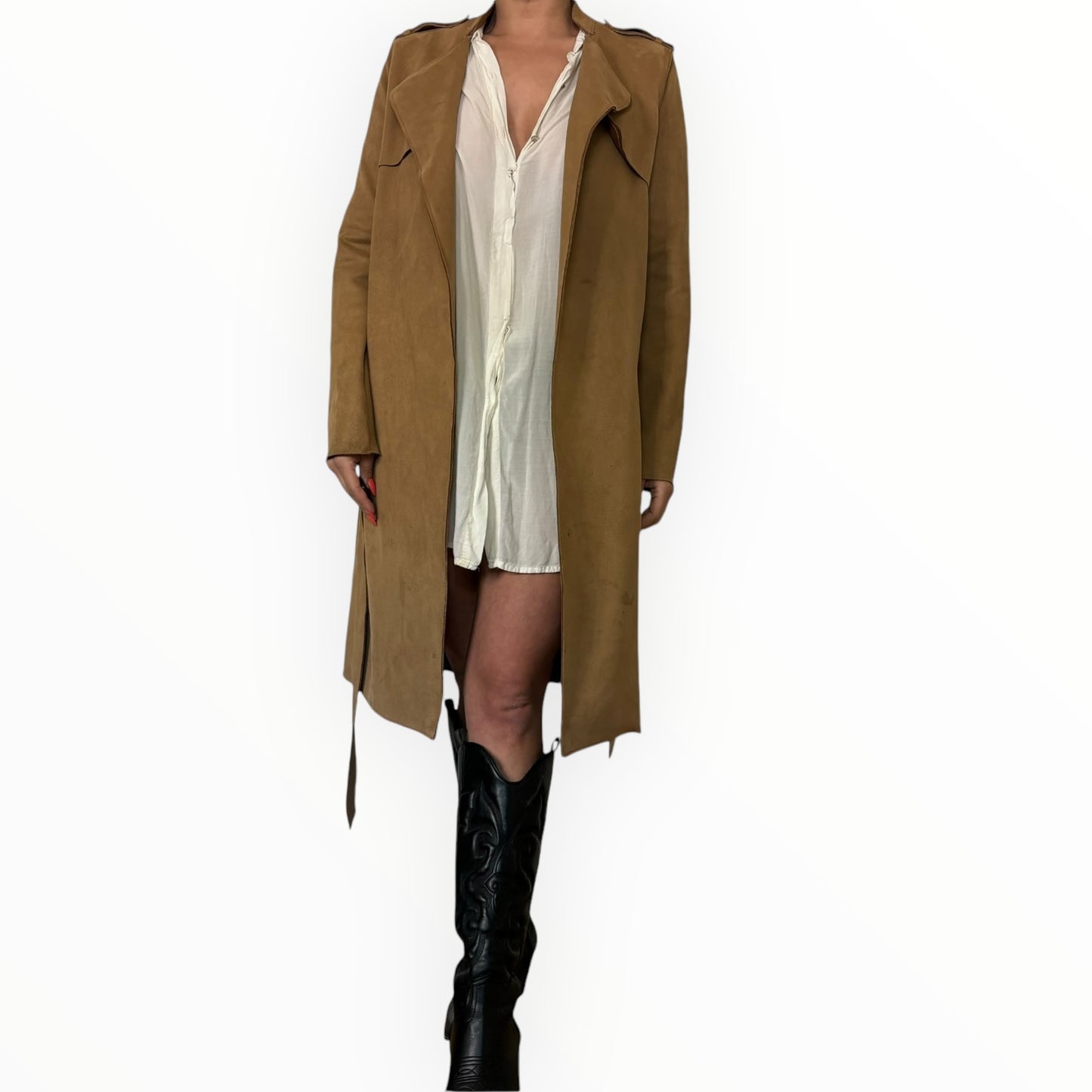 Suede Camel Autumn Trench Coat