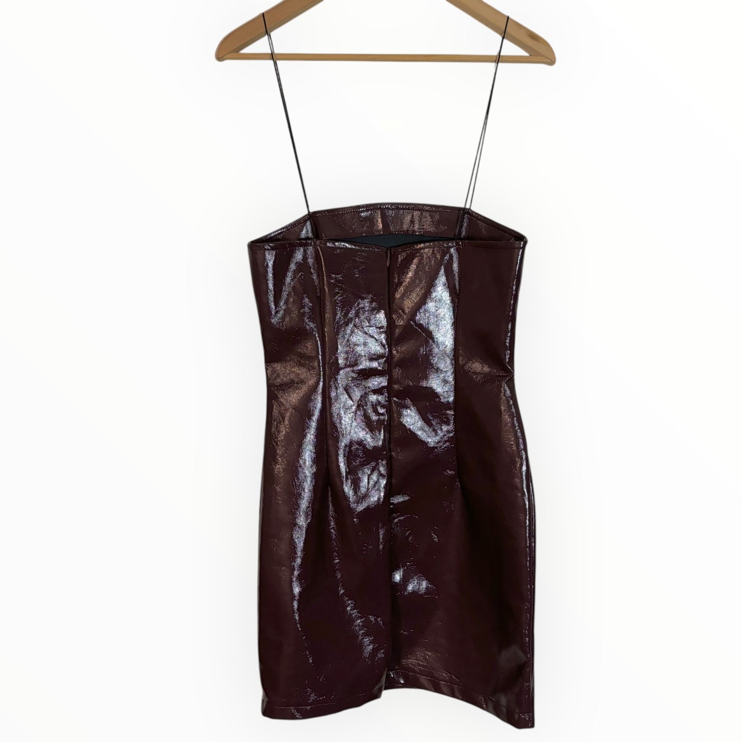 Burgundy Vegan Leather Mini Dress