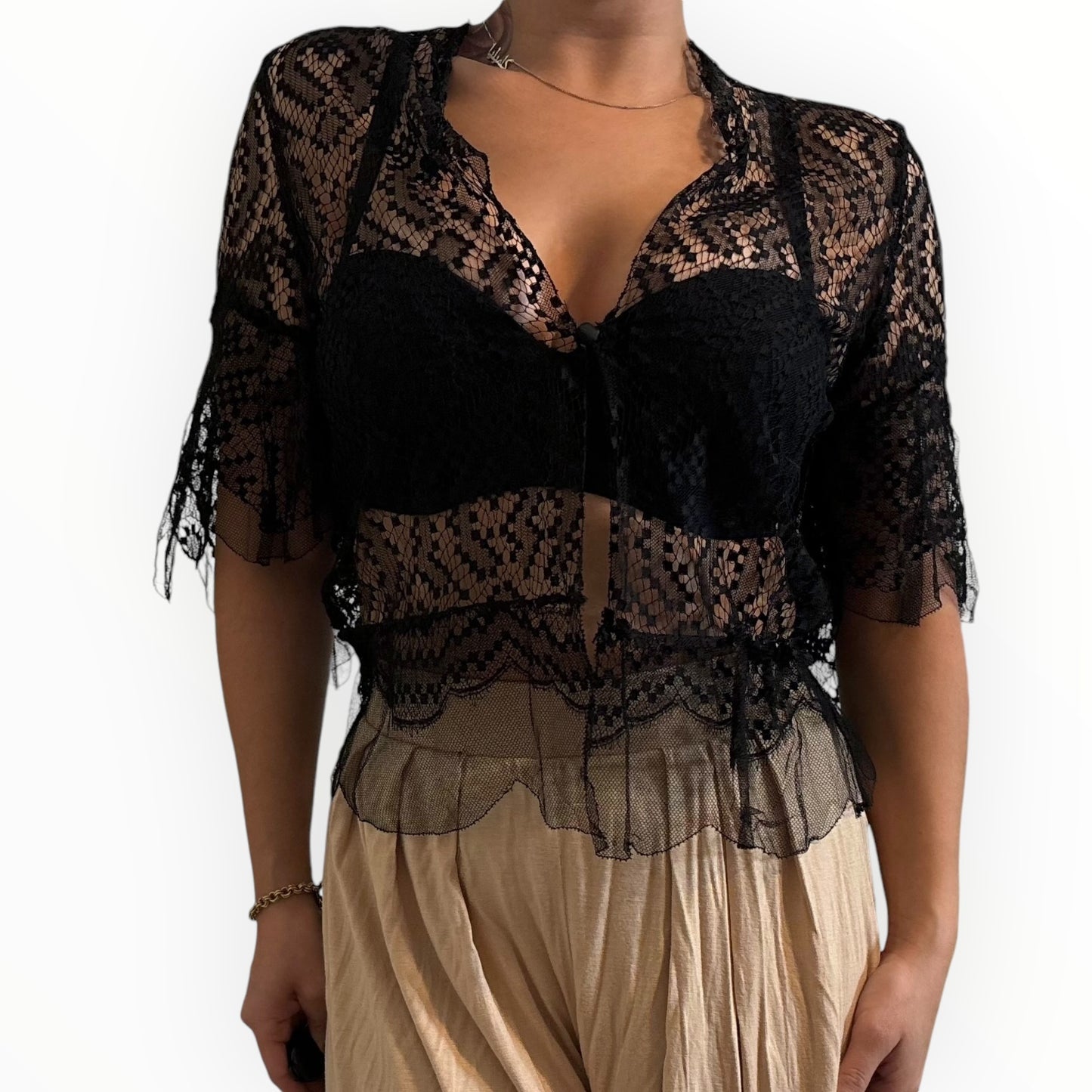 Vintage Black Lace Cardigan