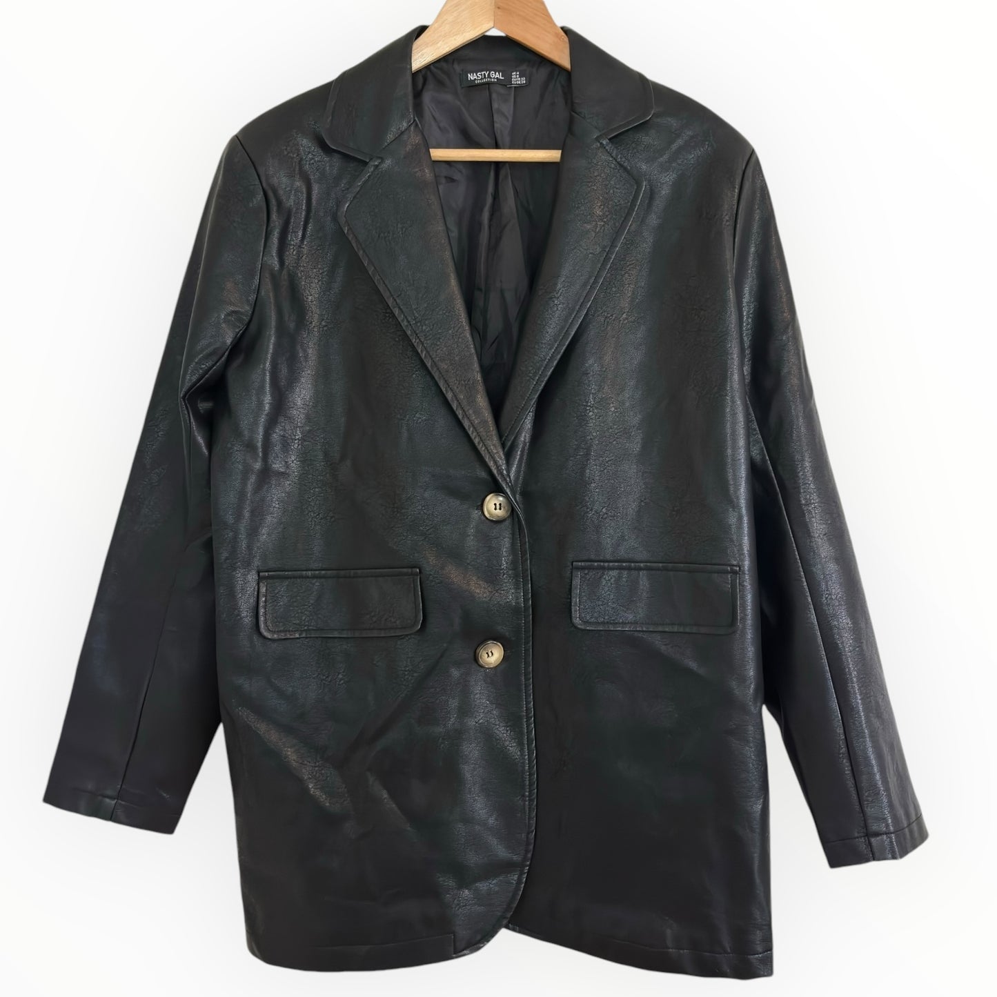 Black Vegan Leather Oversized Blazer