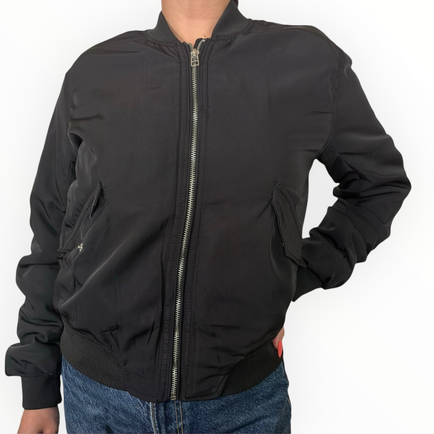 Black Lined Bomber Jacket