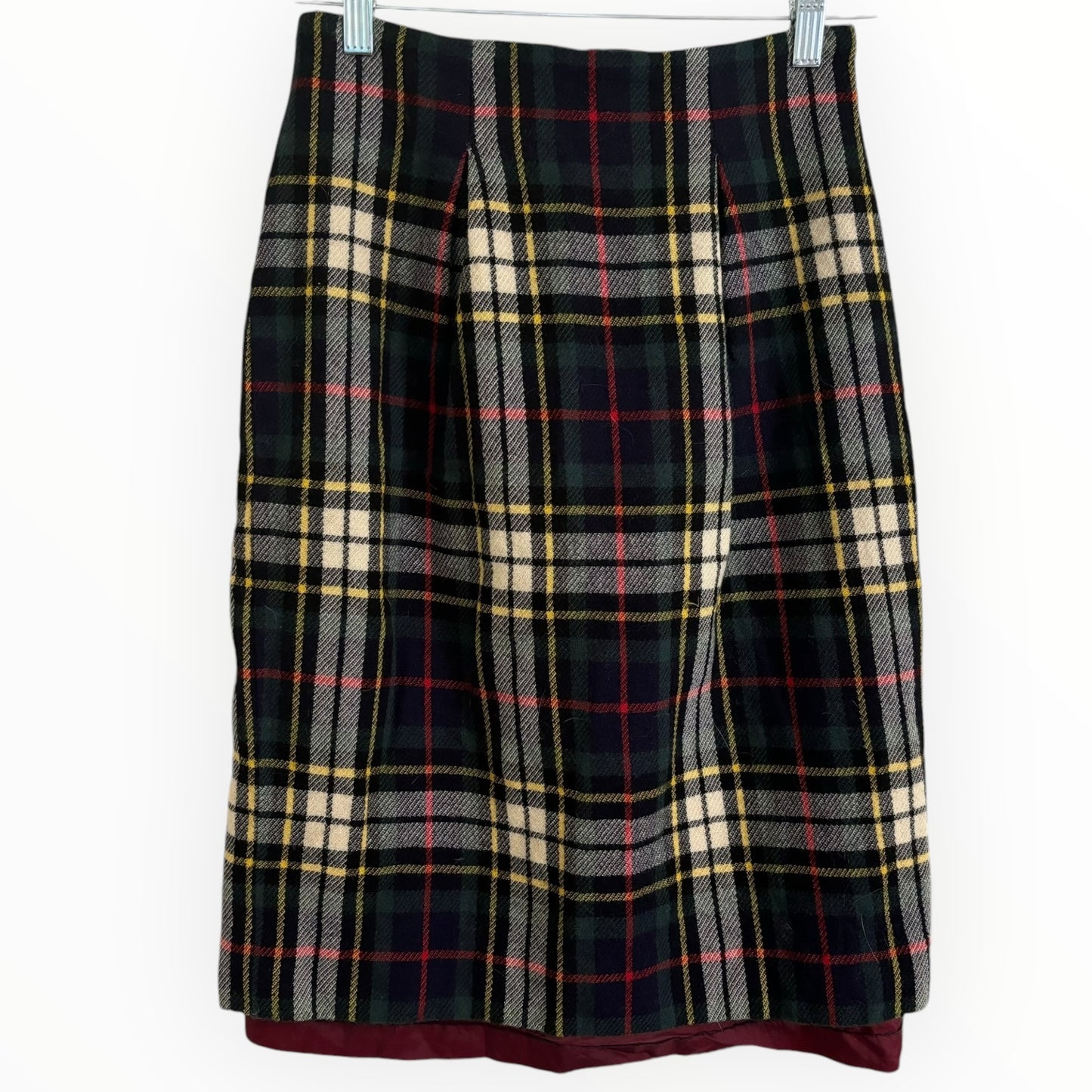 Vintage Plaid Wool Pencil Skirt