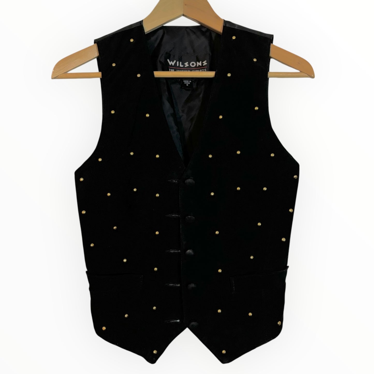Vintage Wilsons Leather Black Suede Studded Vest