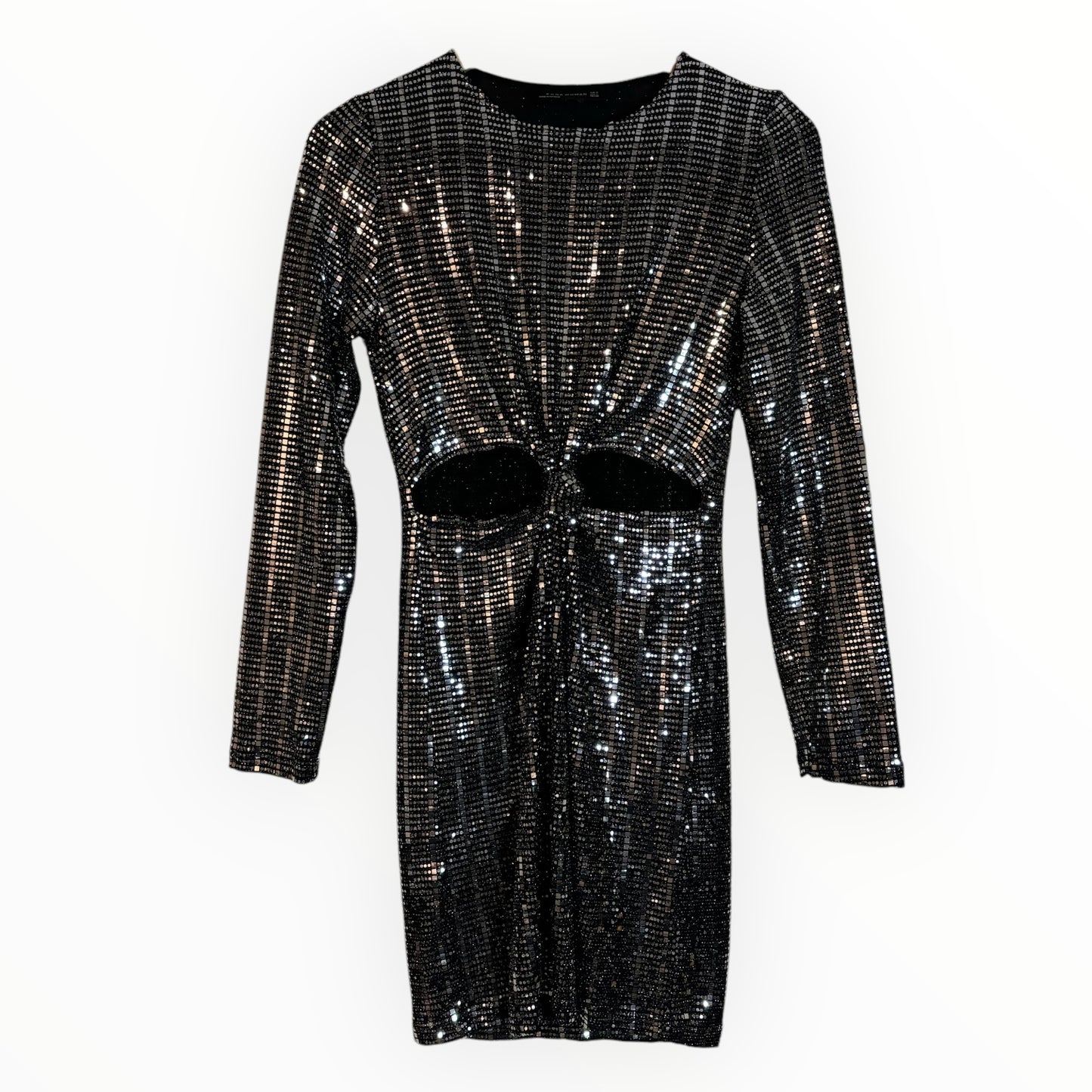 Sequin Silver Cut-Out Mini Dress