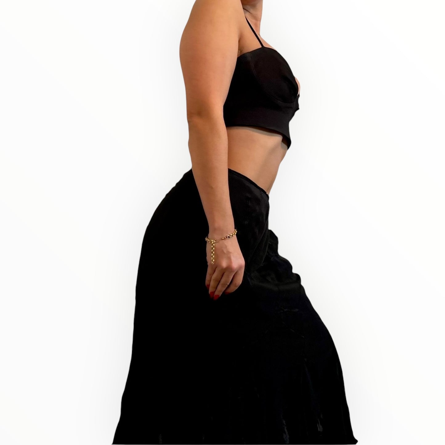Vintage Black Boho Patterned Skirt