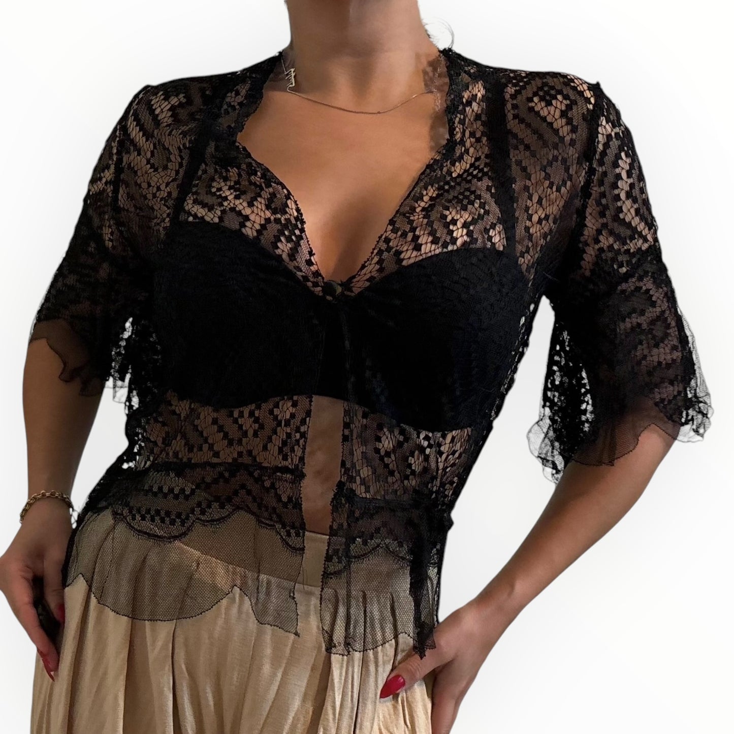 Vintage Black Lace Cardigan