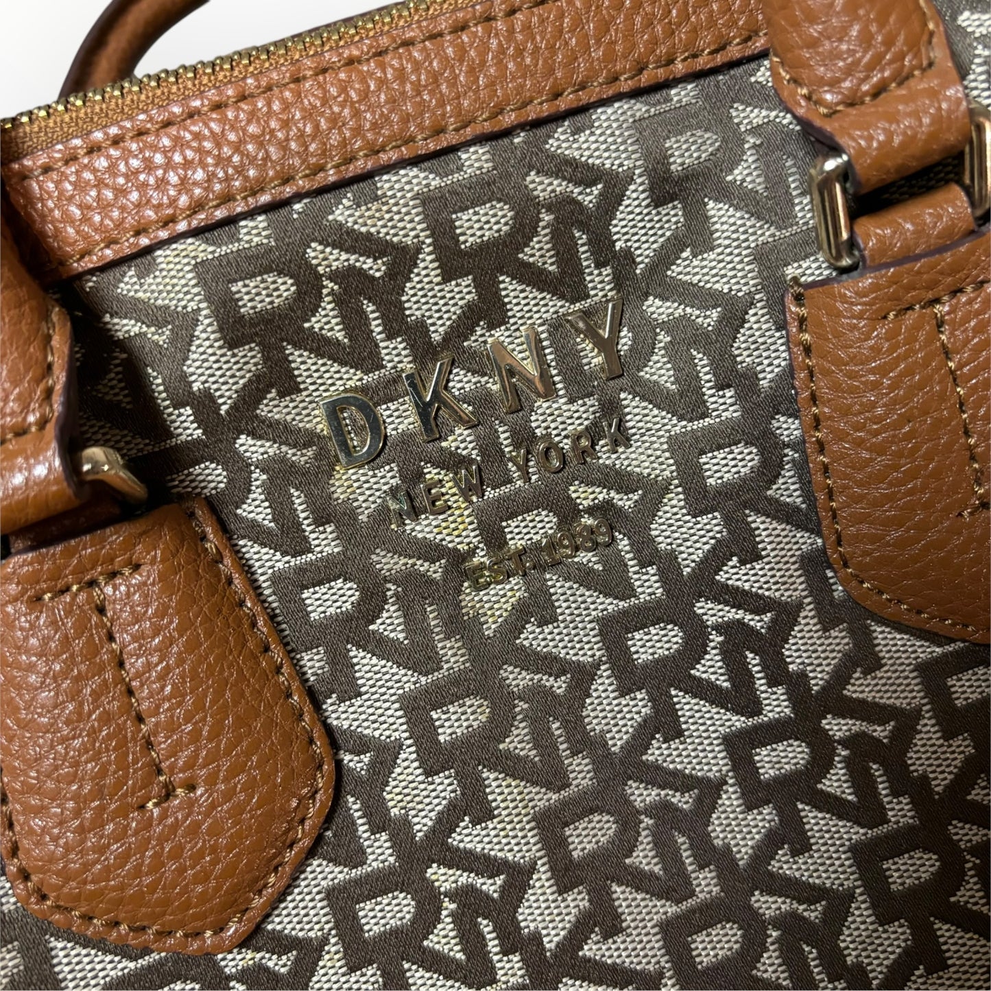 DKNY Signature Print Noho Chino Caramel Shoulder Strap Bag
