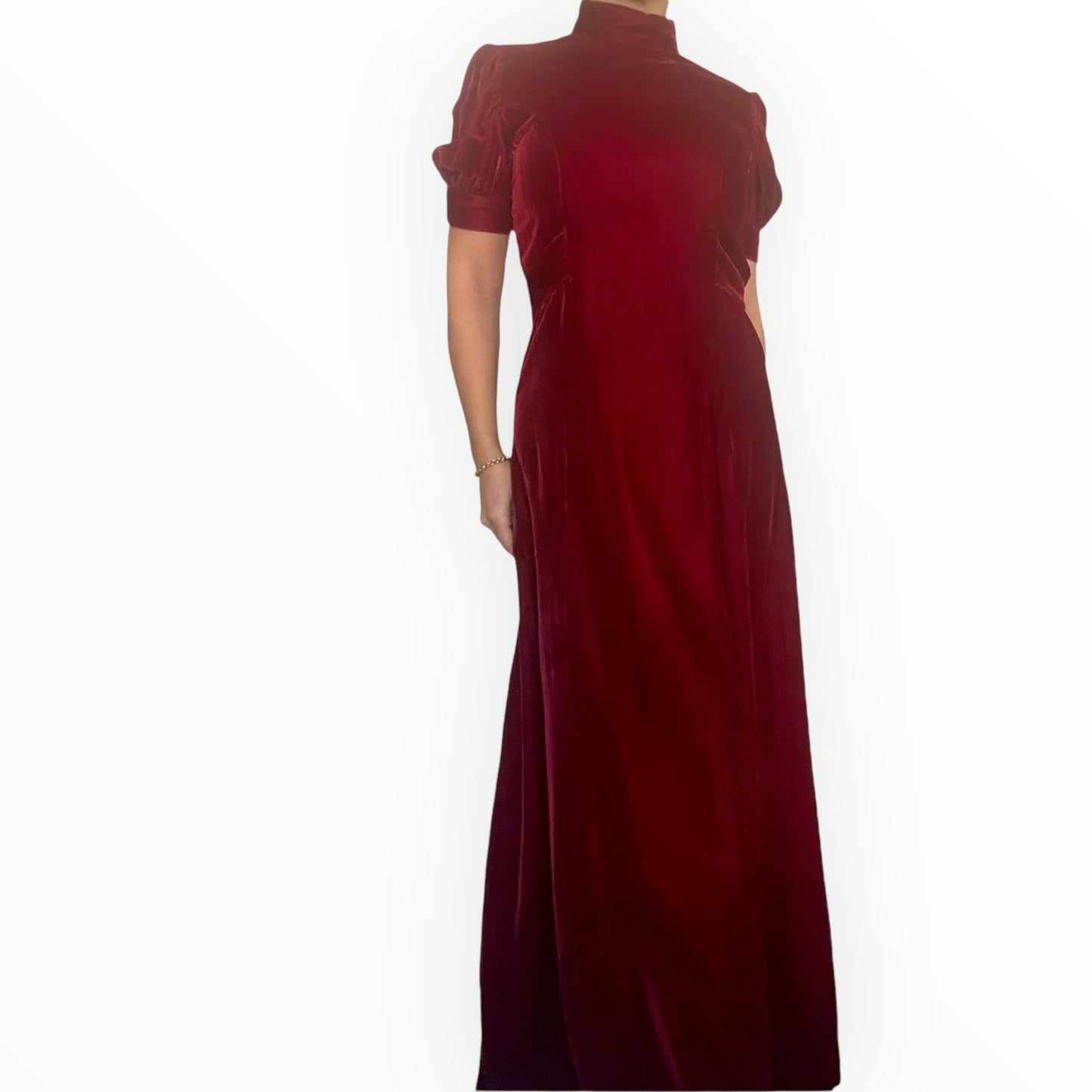 Vintage Red Velvet Floor Length Dress