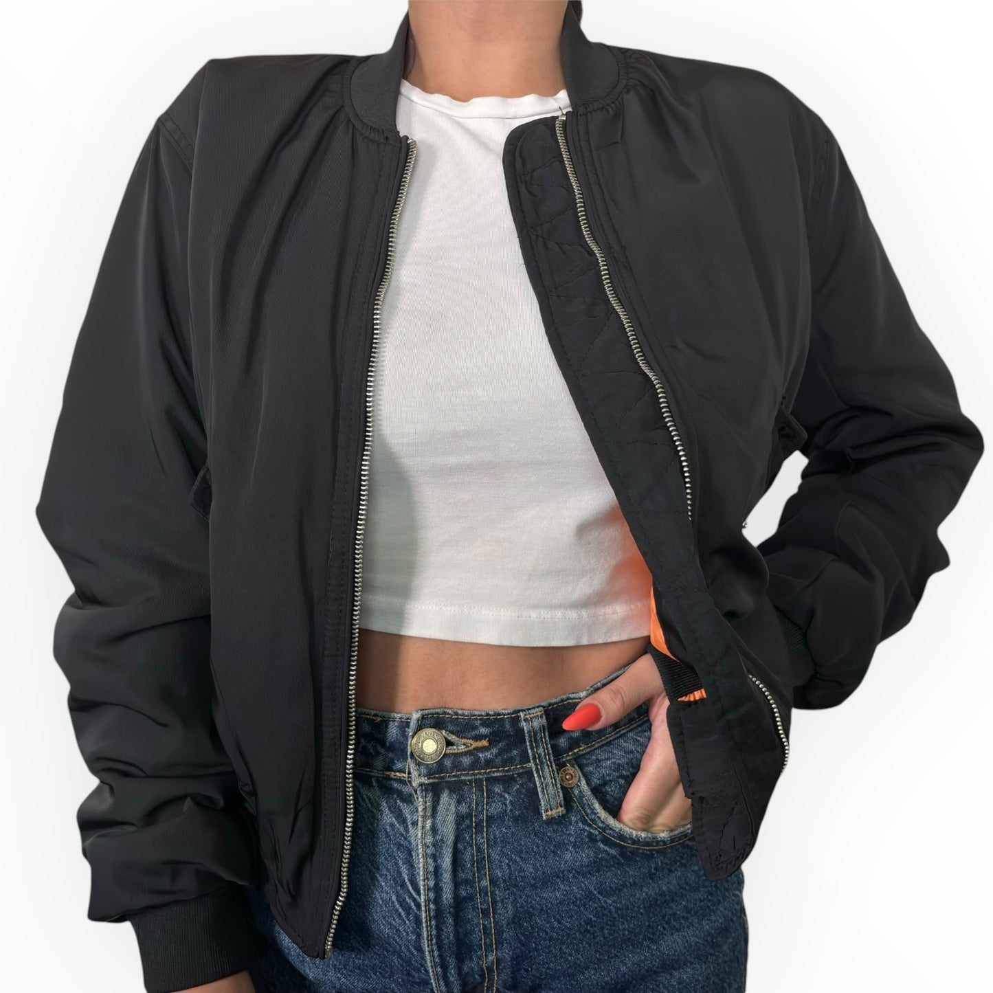 Black Lined Bomber Jacket