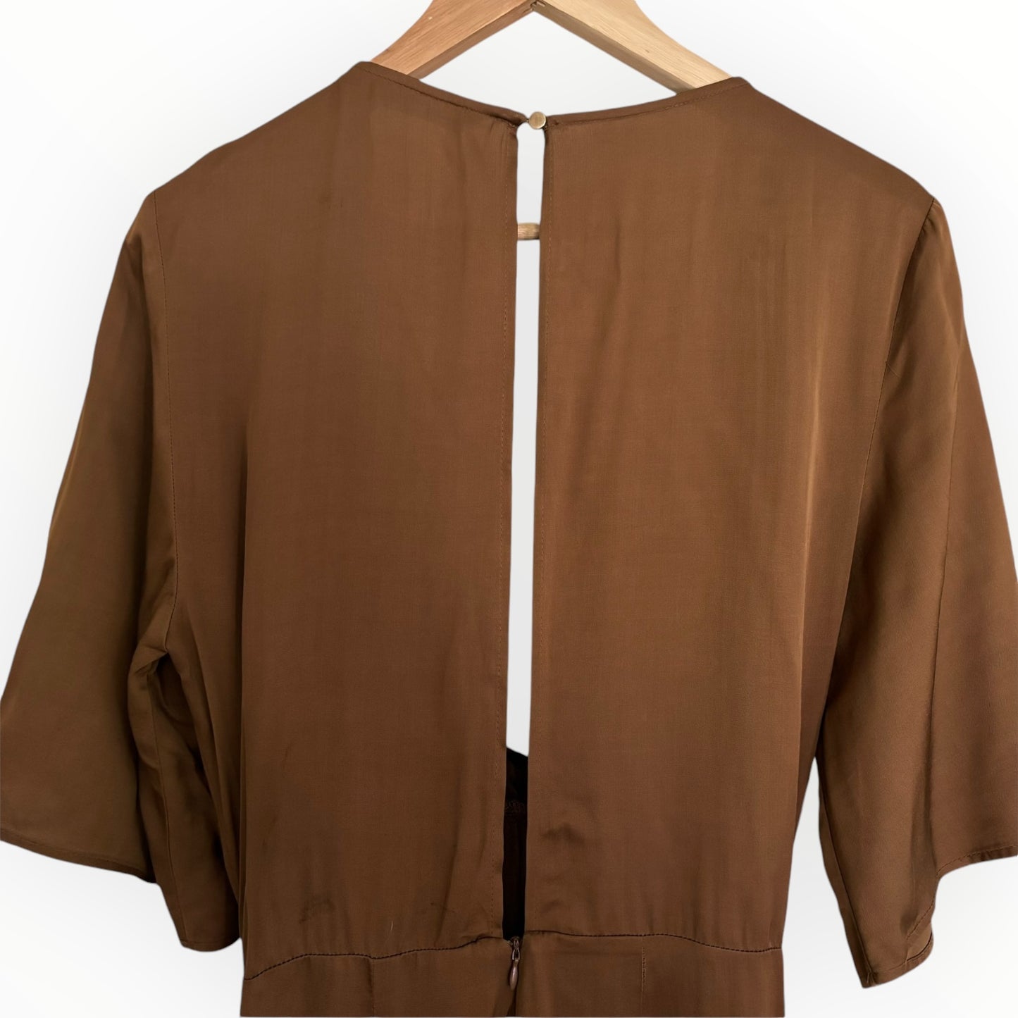 Bronze Satin Low Cut Jumpsuit