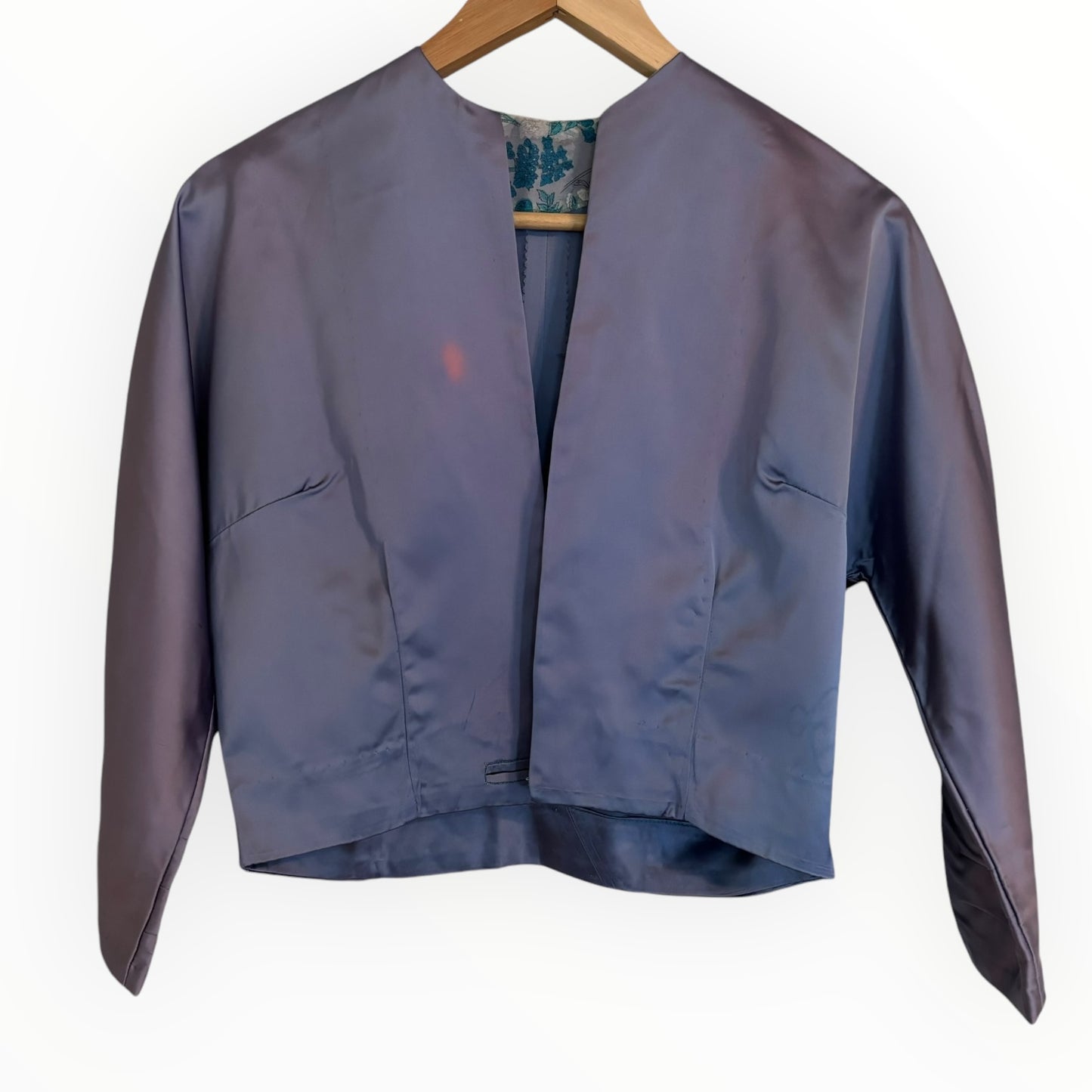 Vintage Iridescent Lilac Satin Cropped Blazer