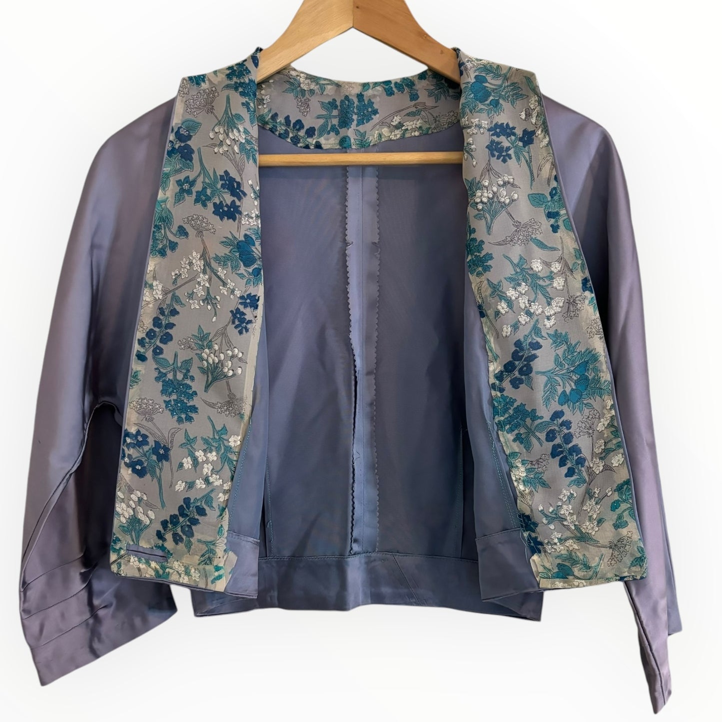Vintage Iridescent Lilac Satin Cropped Blazer