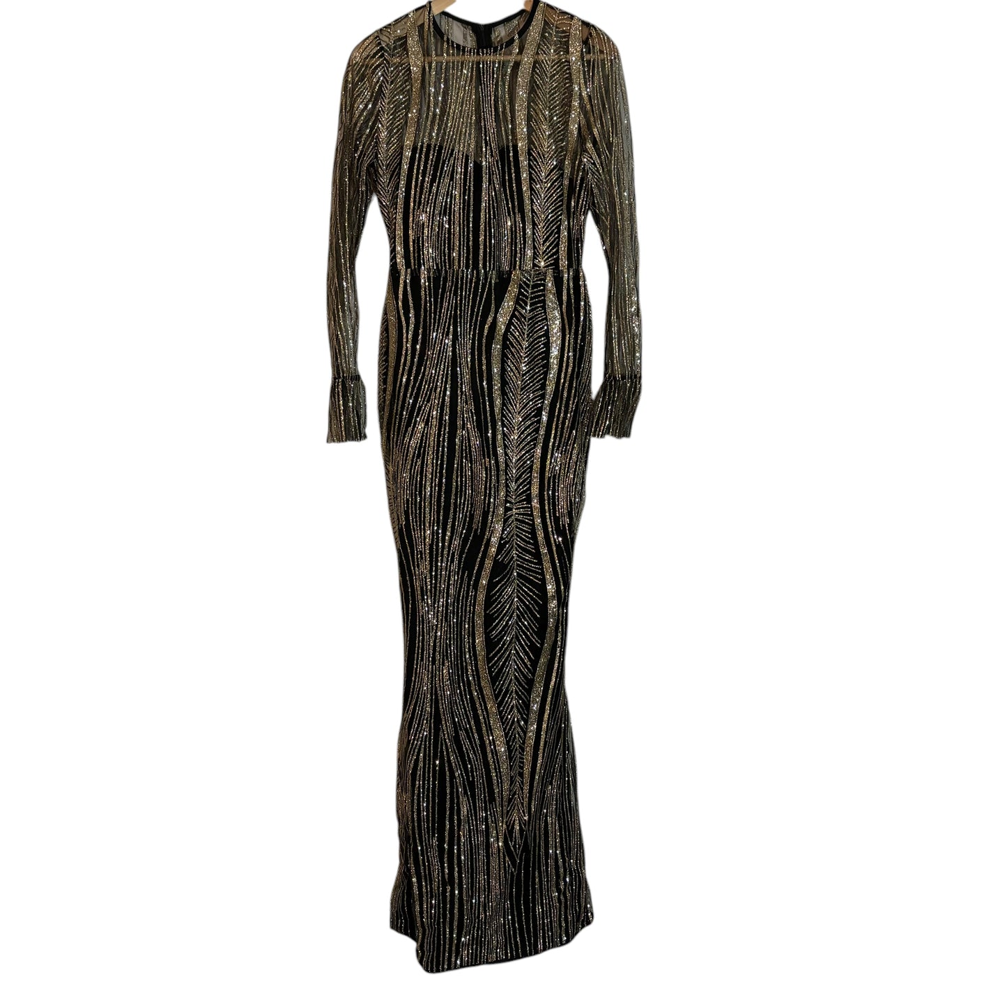 Black and Gold Floor Length Mermaid Gown