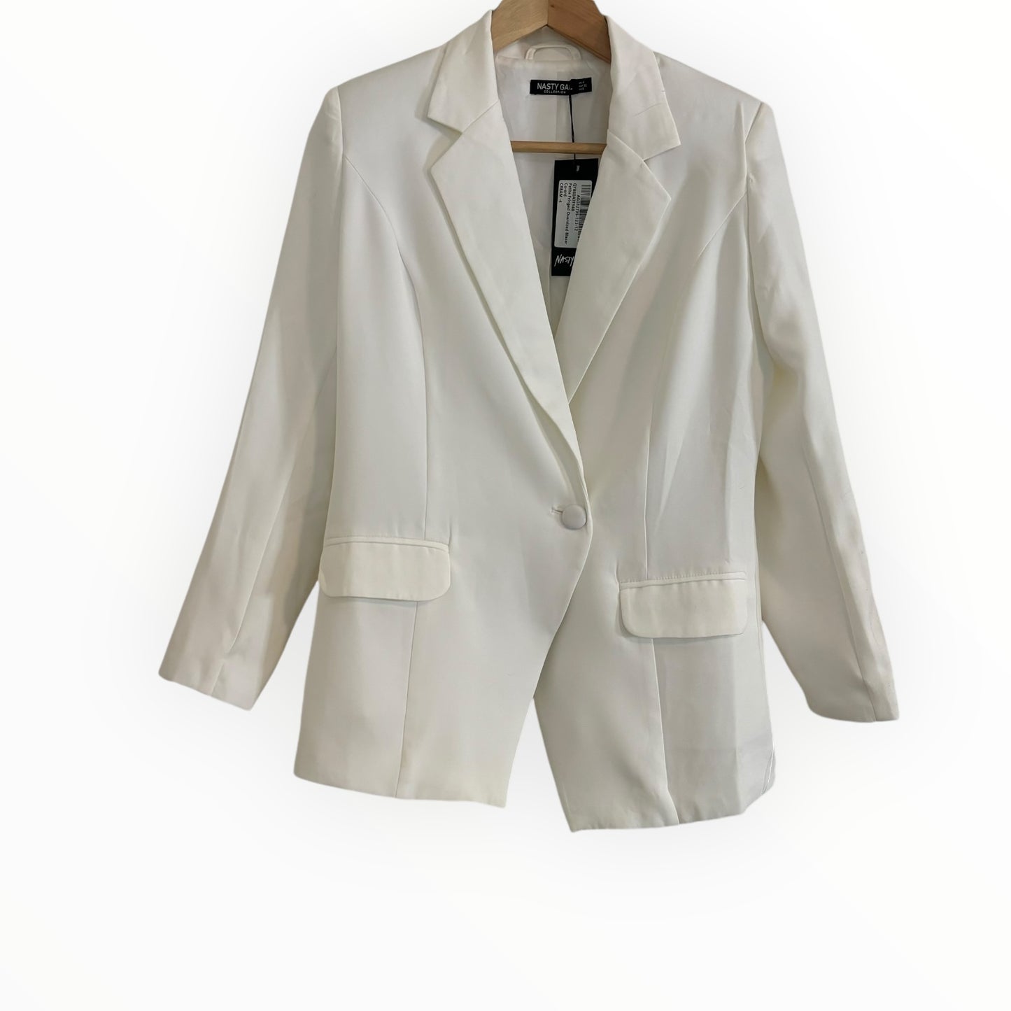 Natural White Fringe Fitted Blazer