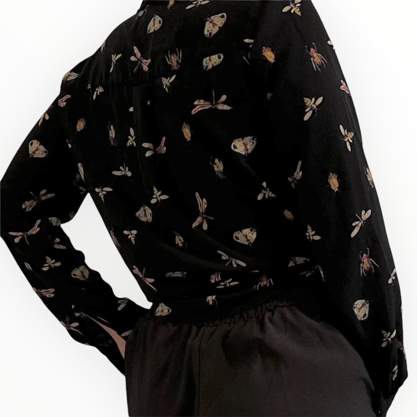 Insect Patterned Satin Blouse