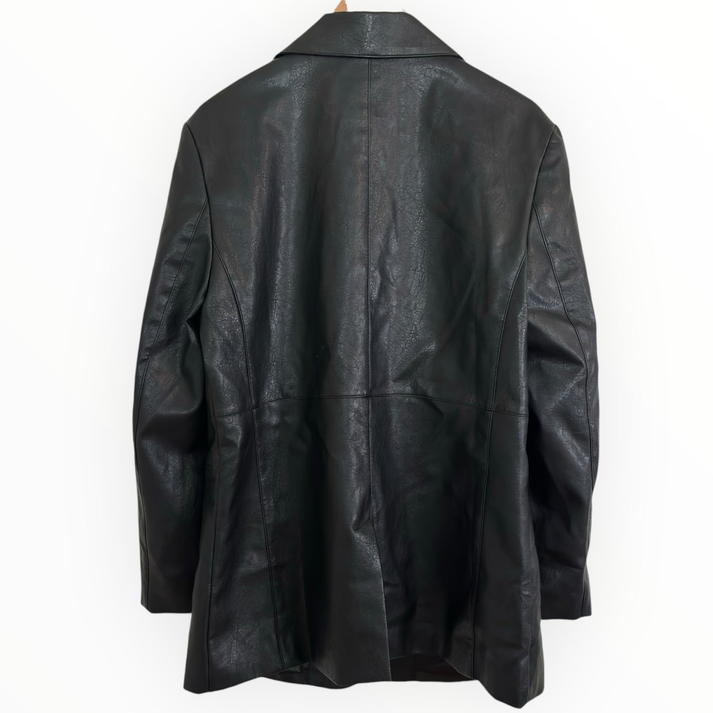 BlackVegan Leather Oversized Blazer