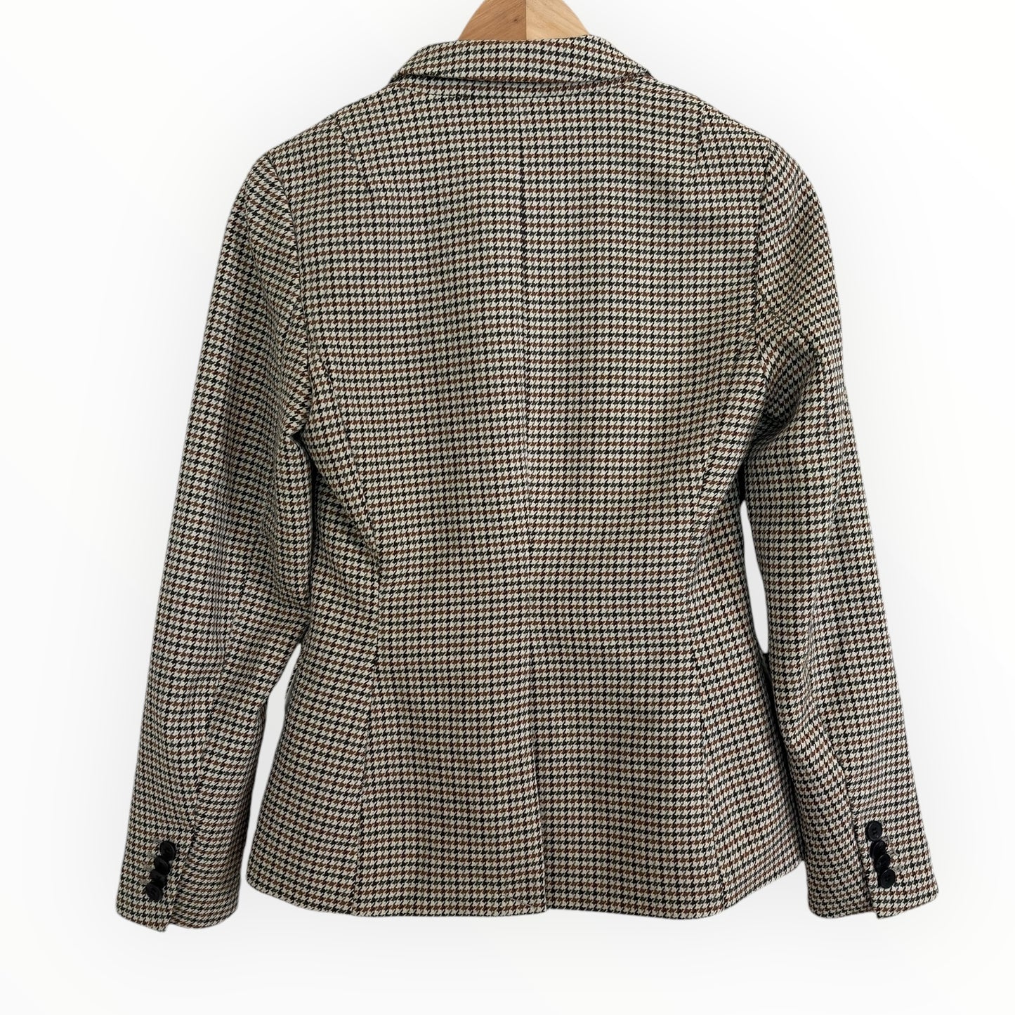 Brown Houndstooth Fitted Blazer