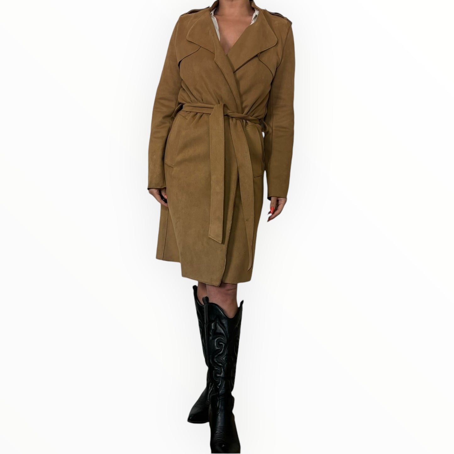 Suede Camel Autumn Trench Coat