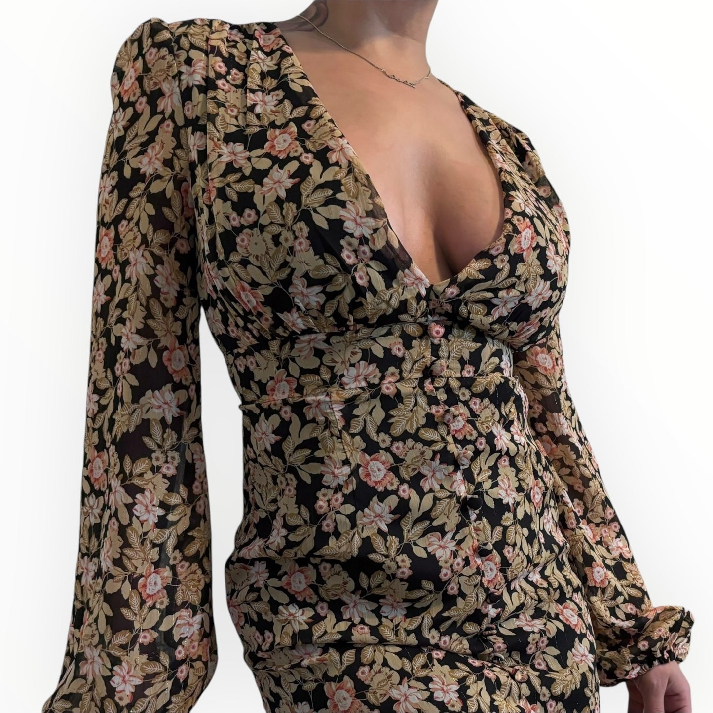 Autumn Floral Long Sleeved Mini Dress