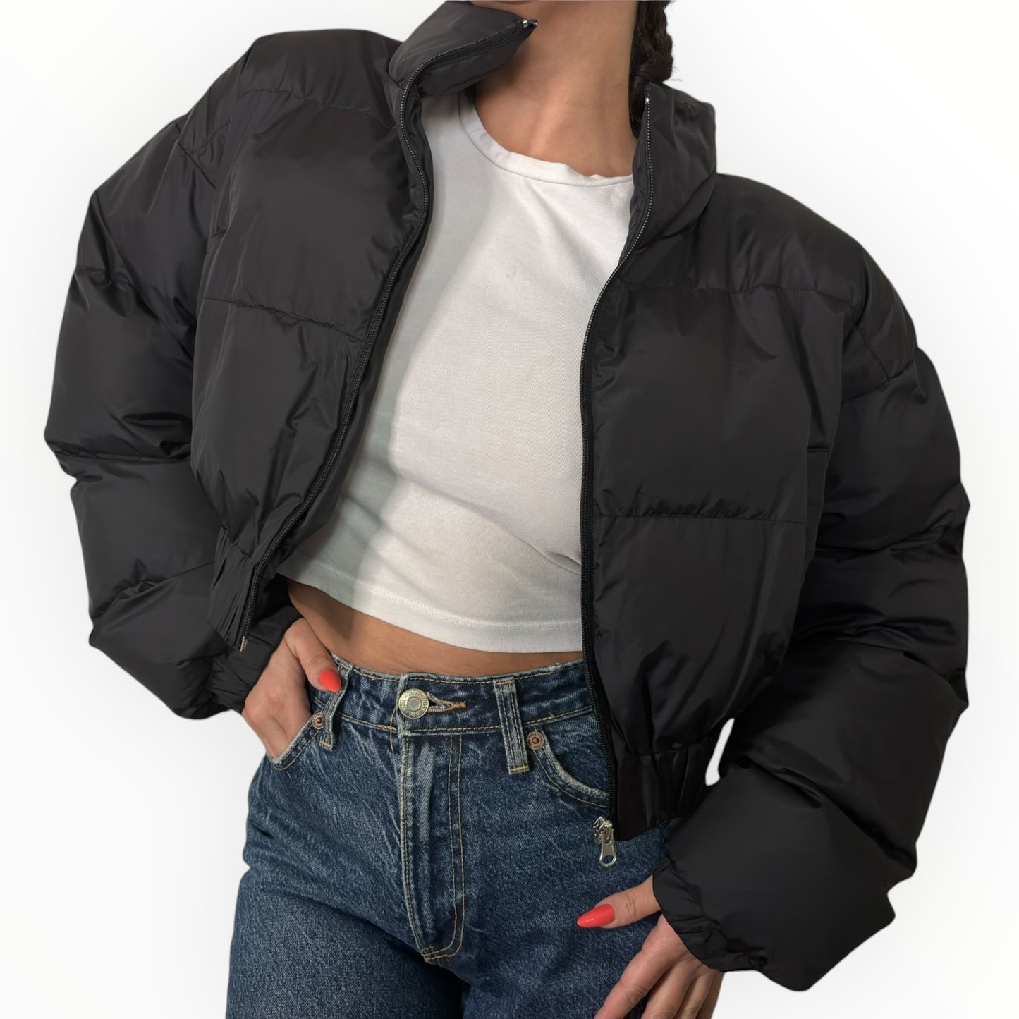 Black Cropped Puffer