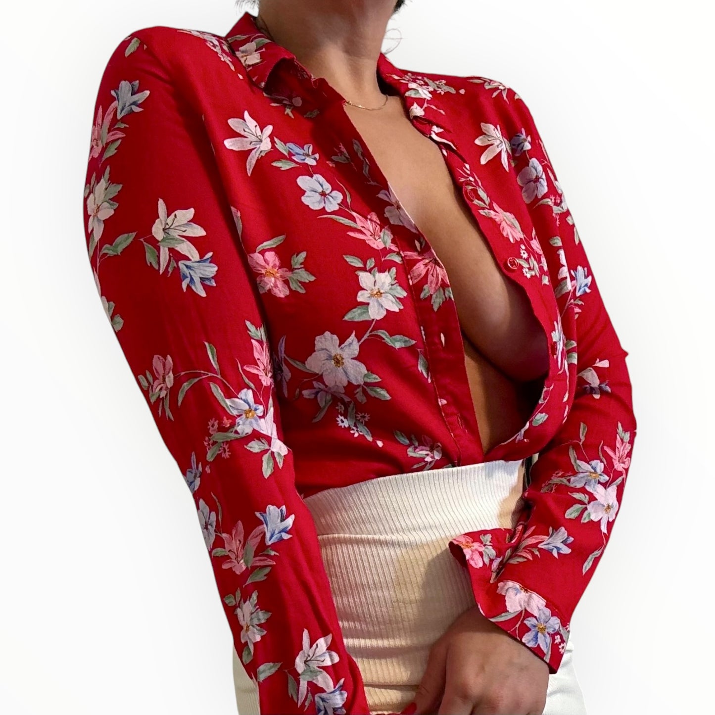 Red Floral Blouse