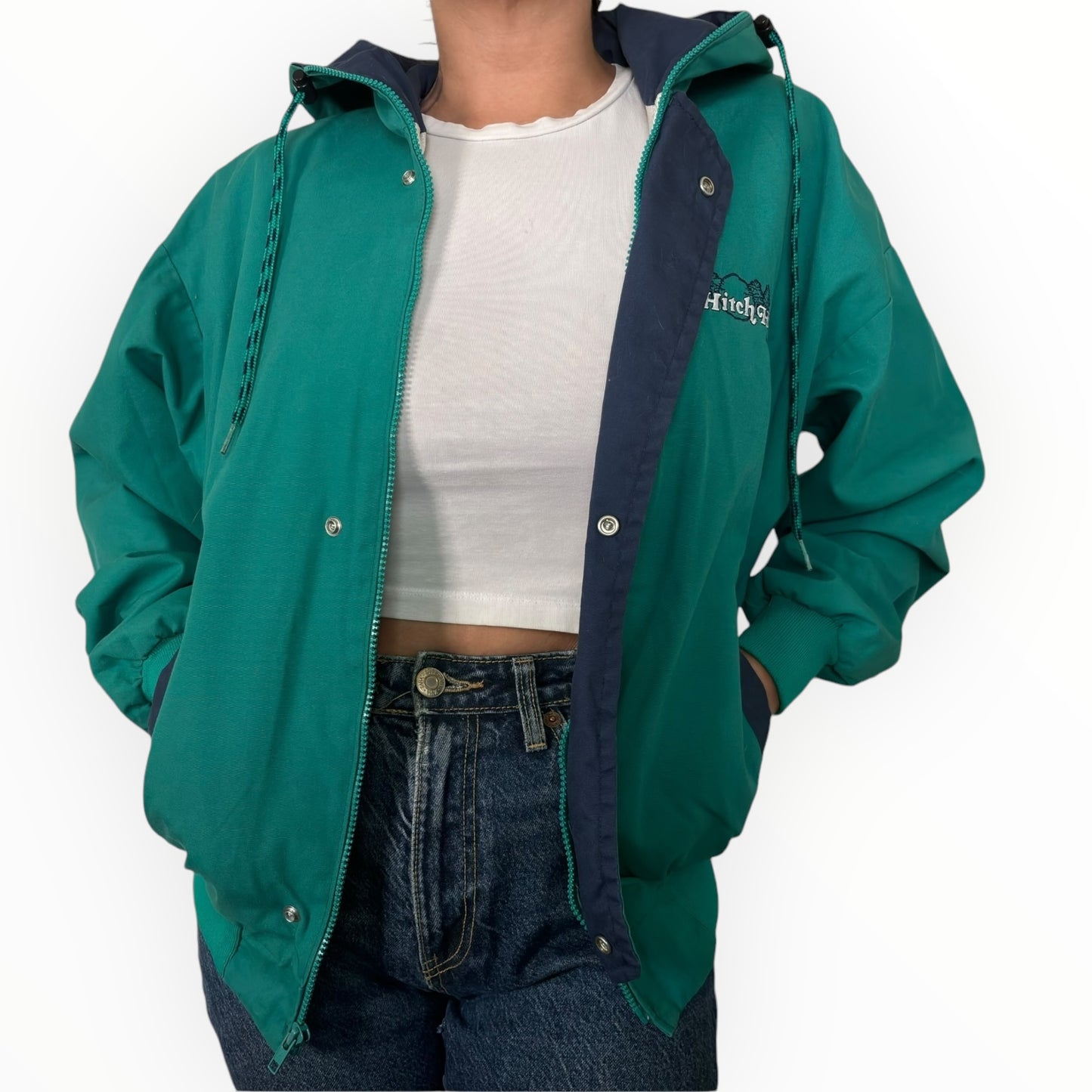 Vintage ProFit Turquoise Hooded Windbreaker
