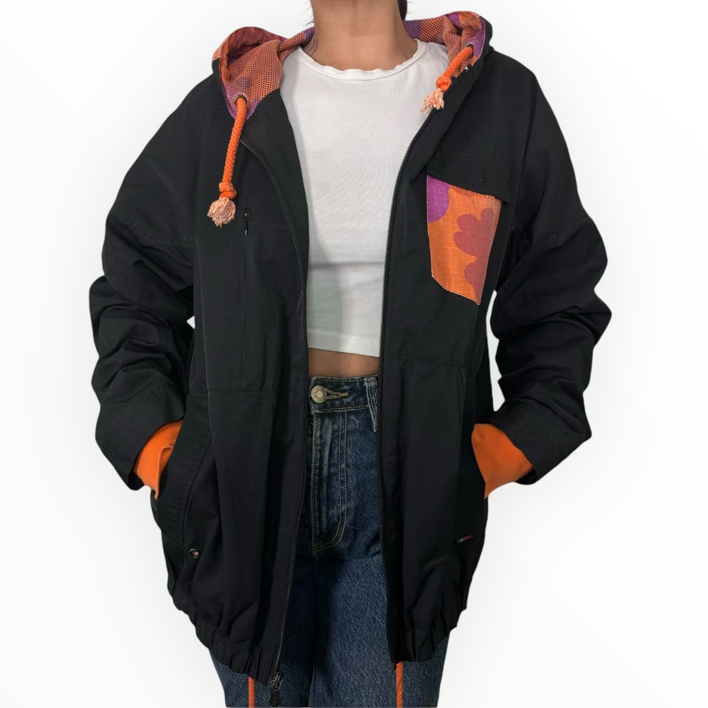Orange/Black Hooded Windbreaker