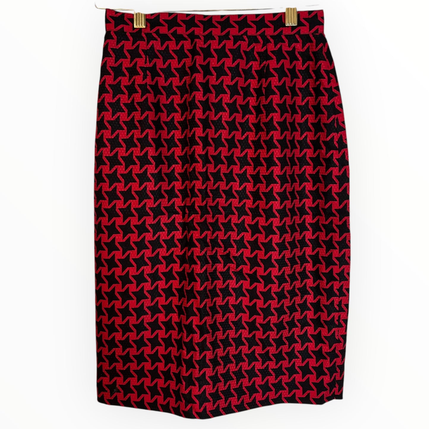 Vintage Red and Black Houndstooth Pencil Skirt
