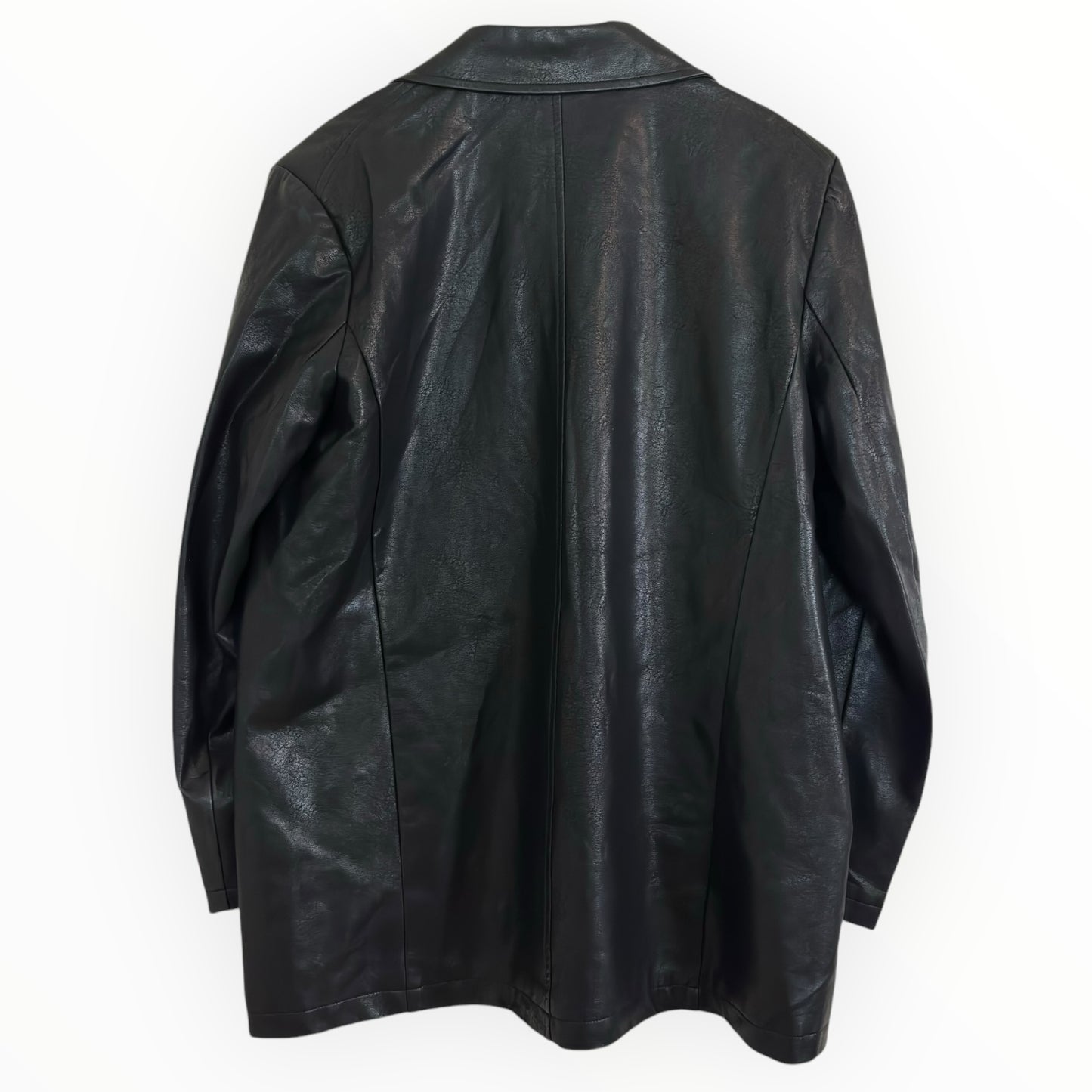 Black Vegan Leather Oversized Blazer