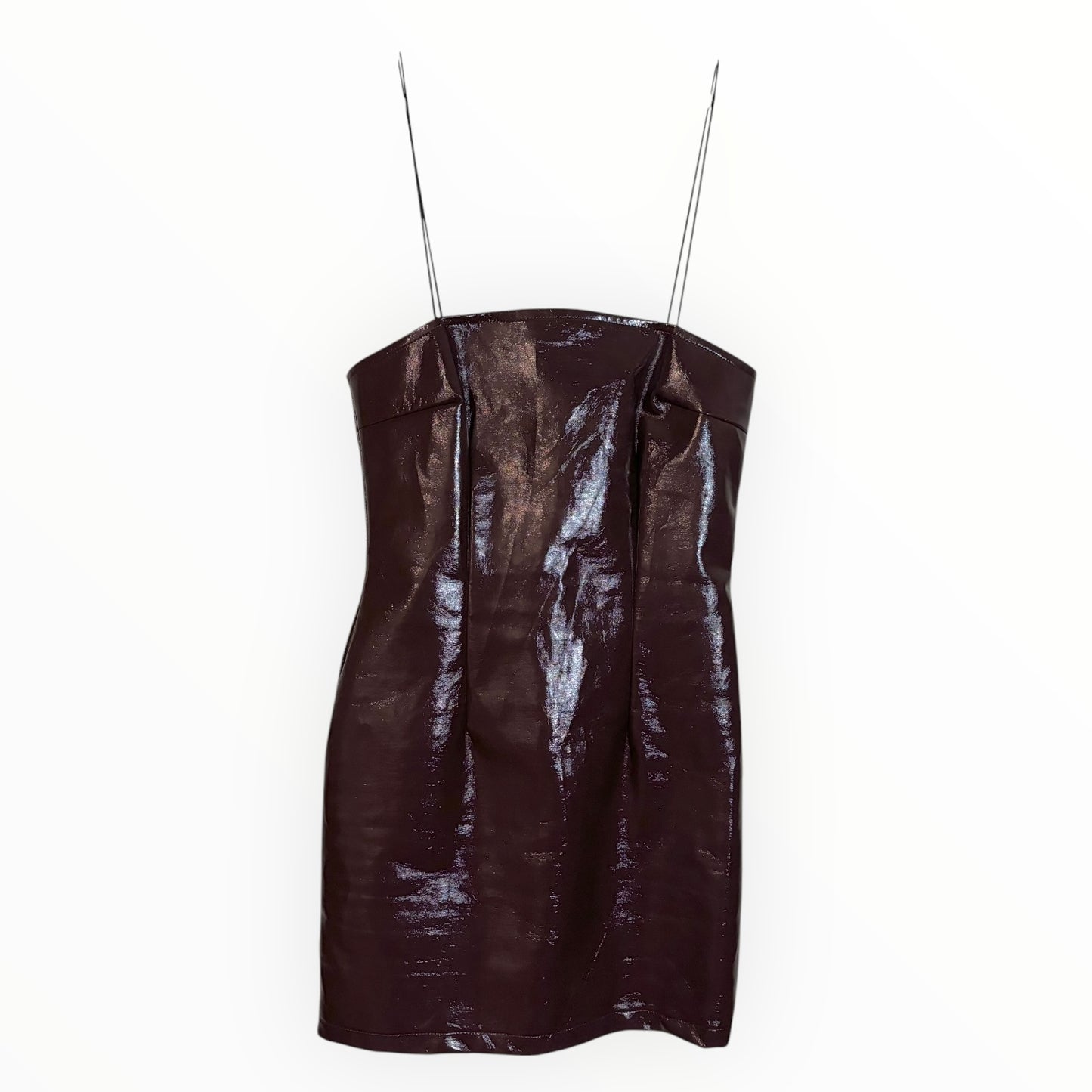 Burgundy Vegan Leather Mini Dress